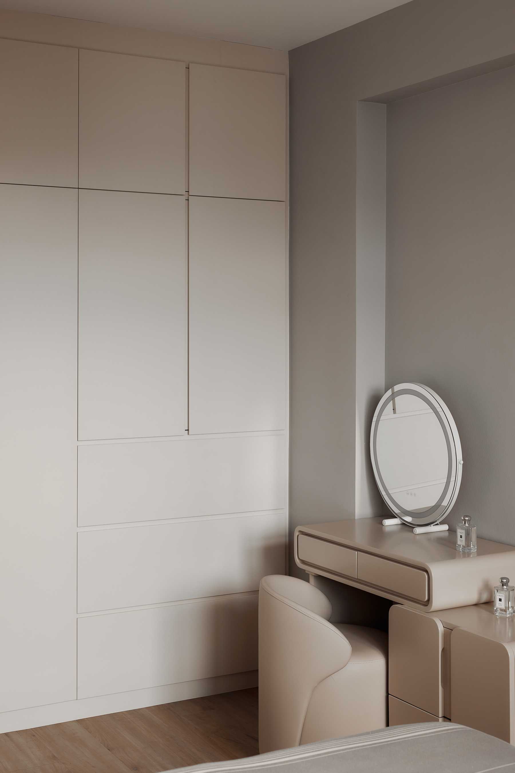 Asian Bedroom with Closet and Bedside Table