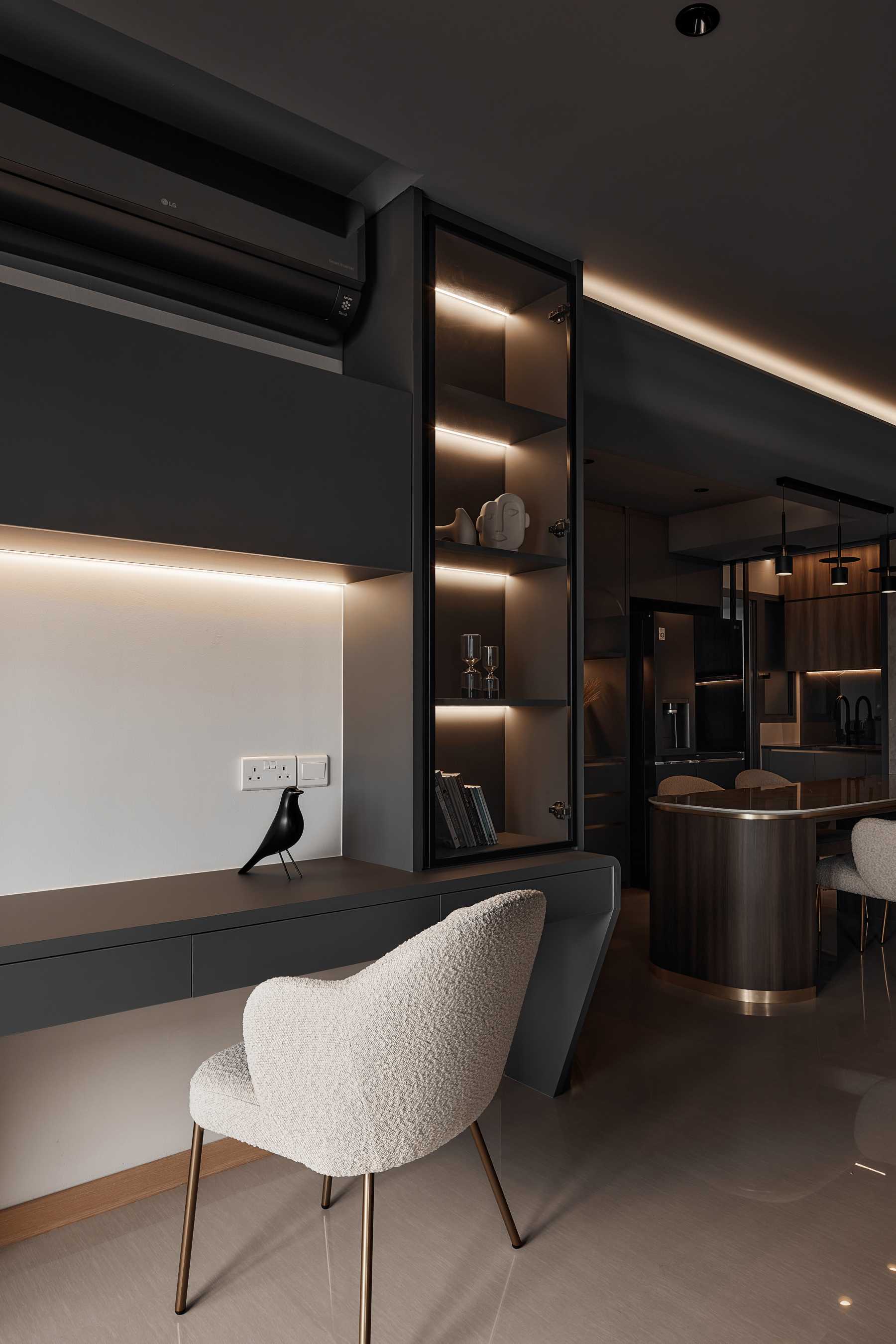 Modern Workstation with Desk and Storage Cabinets