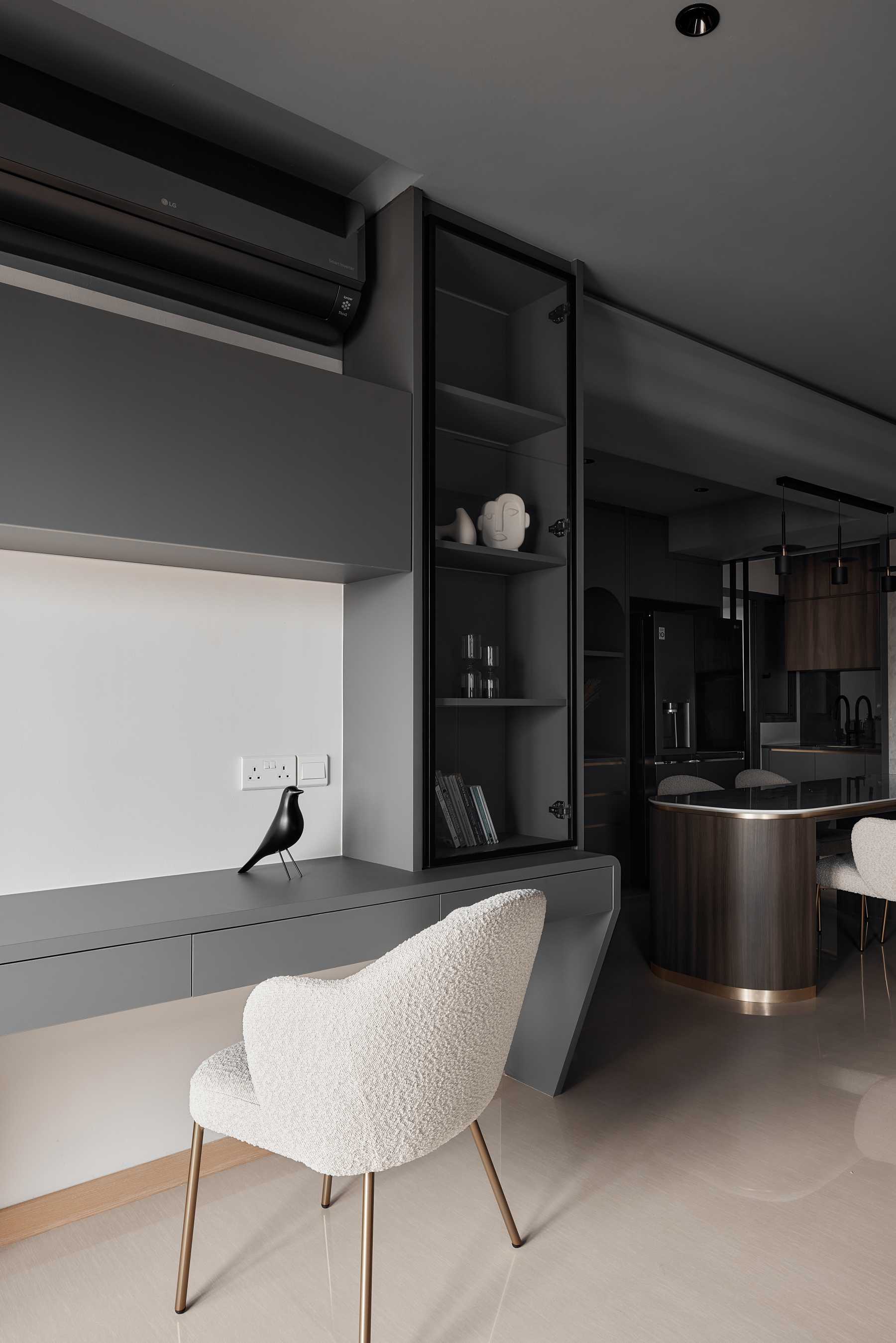 Modern Workstation with Bookshelf and Desk