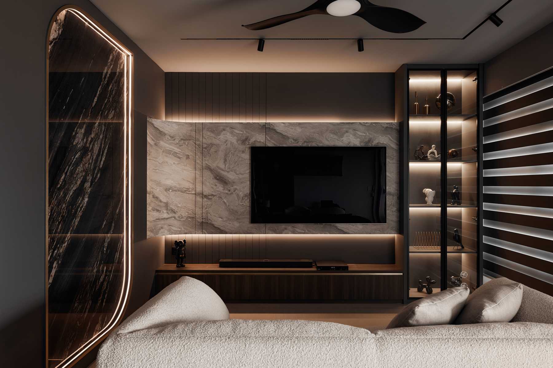 Modern Living Room with TV Console and Sofa