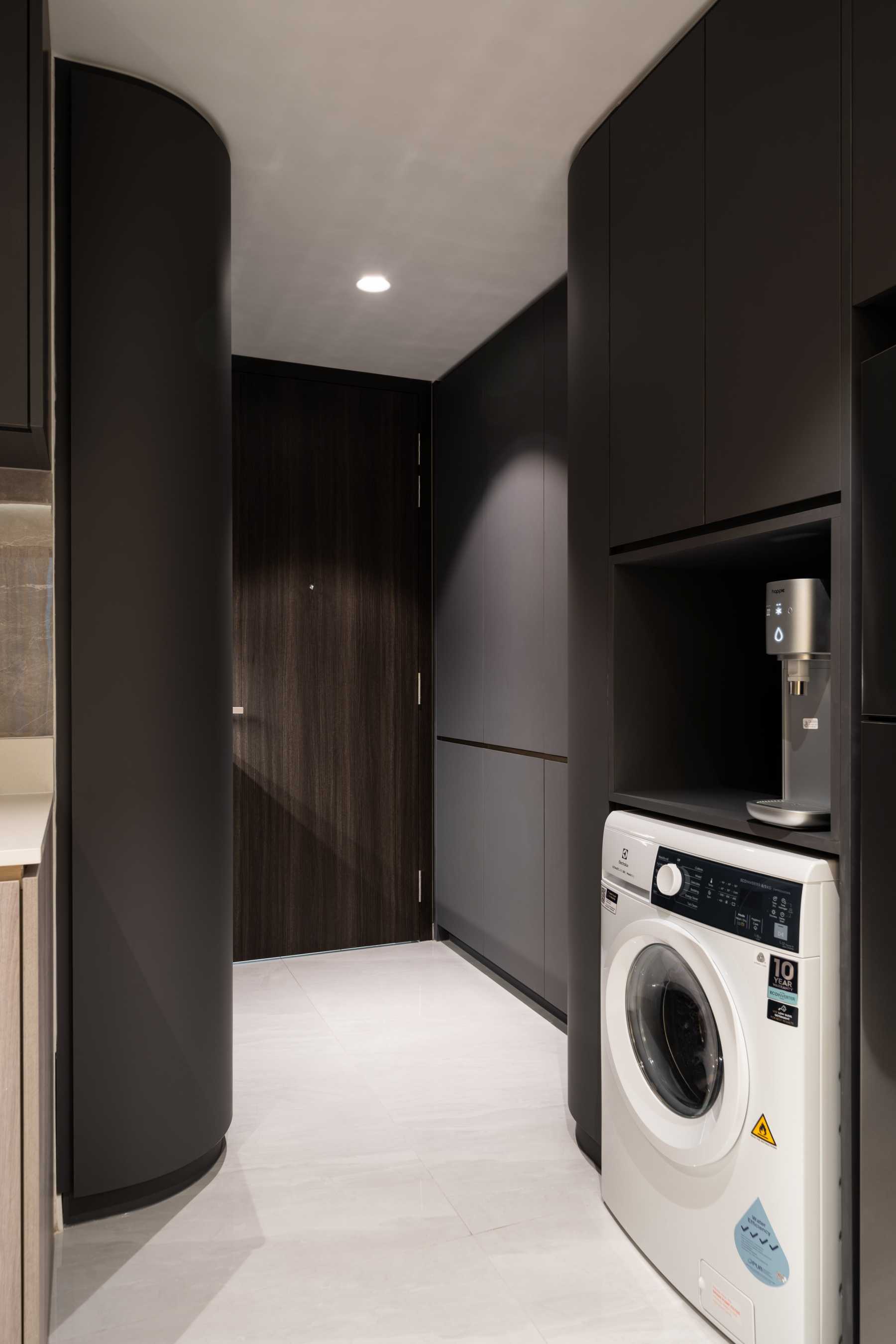 Contemporary Entryway with Open Kitchen and Kitchen Accessories