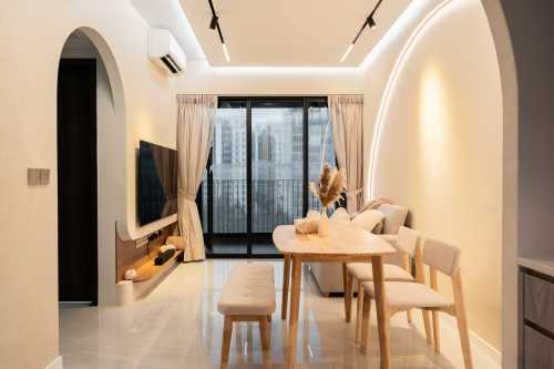 Contemporary Living Room at Riverfront Residence