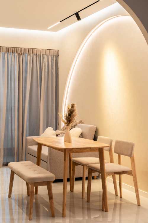 Contemporary Dining Room at Riverfront Residence