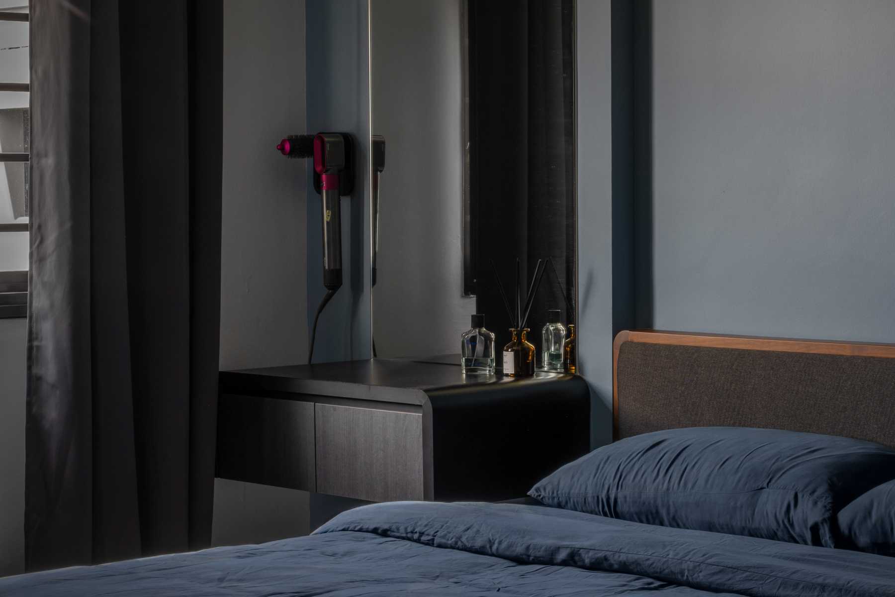 Contemporary Bedroom with Bedside Table and Bed