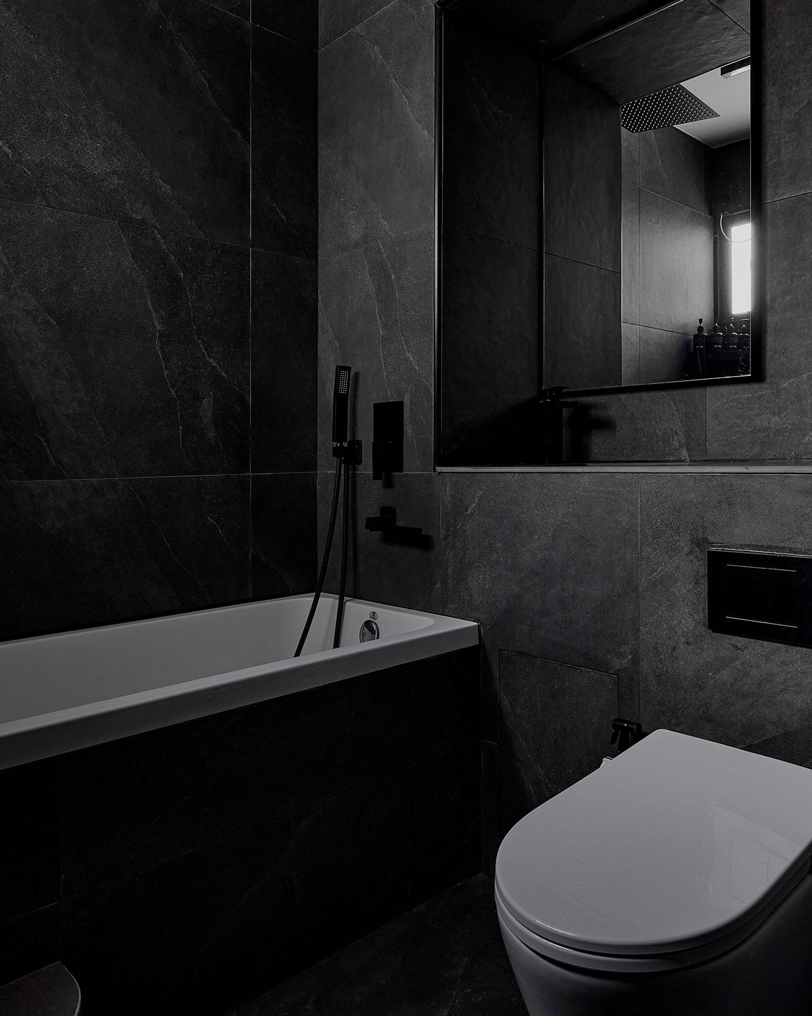 Contemporary Bathroom with Countertop and Mirror
