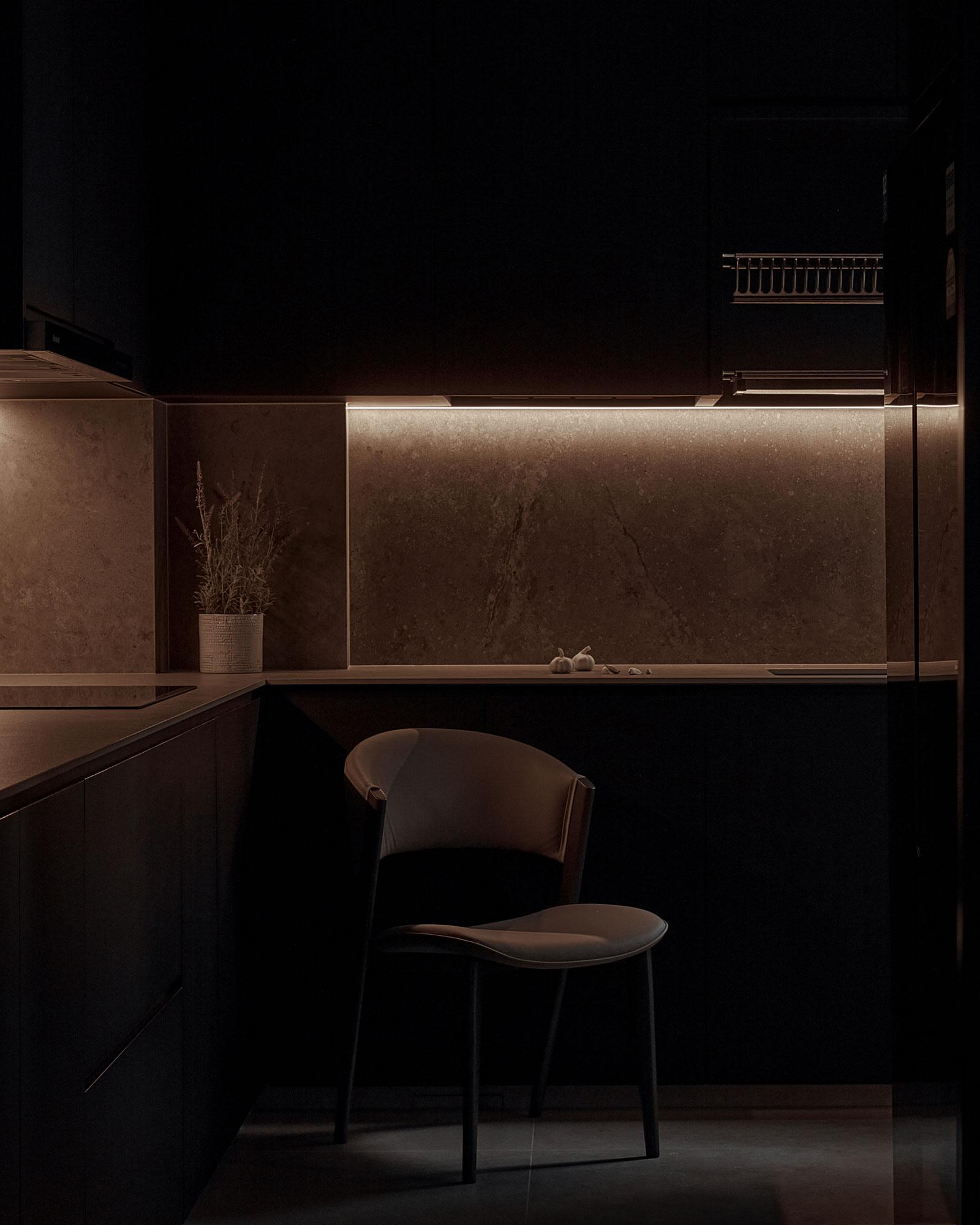 Contemporary Kitchen with Countertop and Homogeneous Tiles
