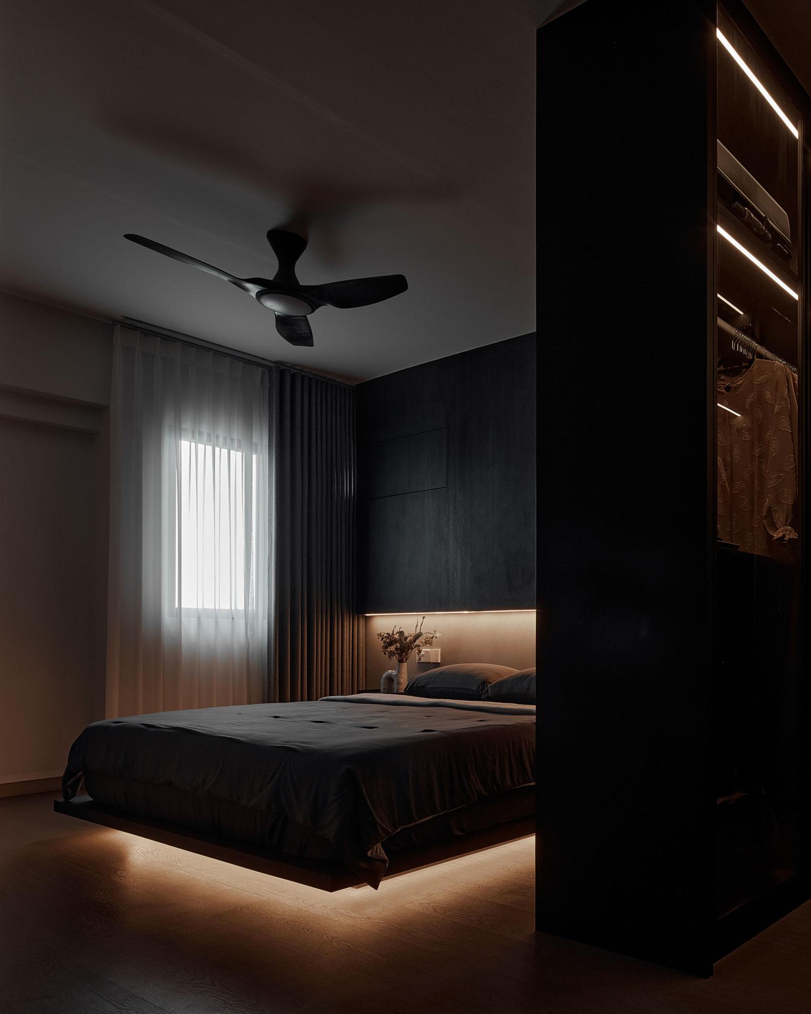 Contemporary Bedroom with Platform Bed and Cove Lighting