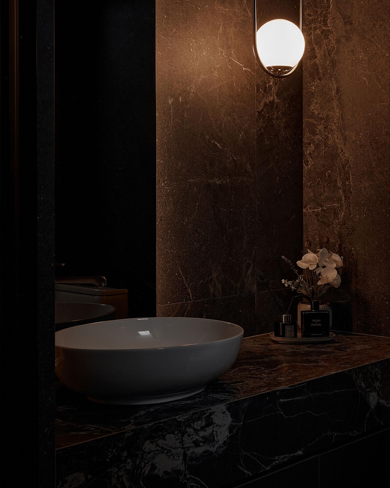 Contemporary Bathroom with Countertop and Mirror
