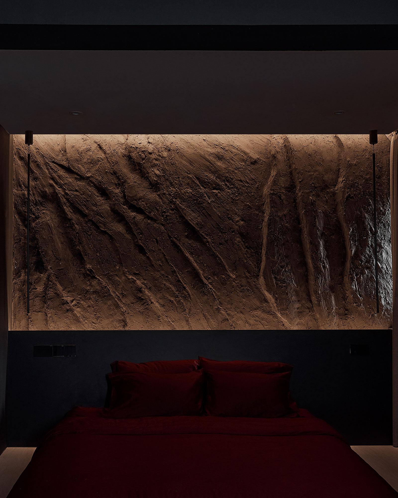 Contemporary Bedroom with Cove Lighting and Built-in Bed