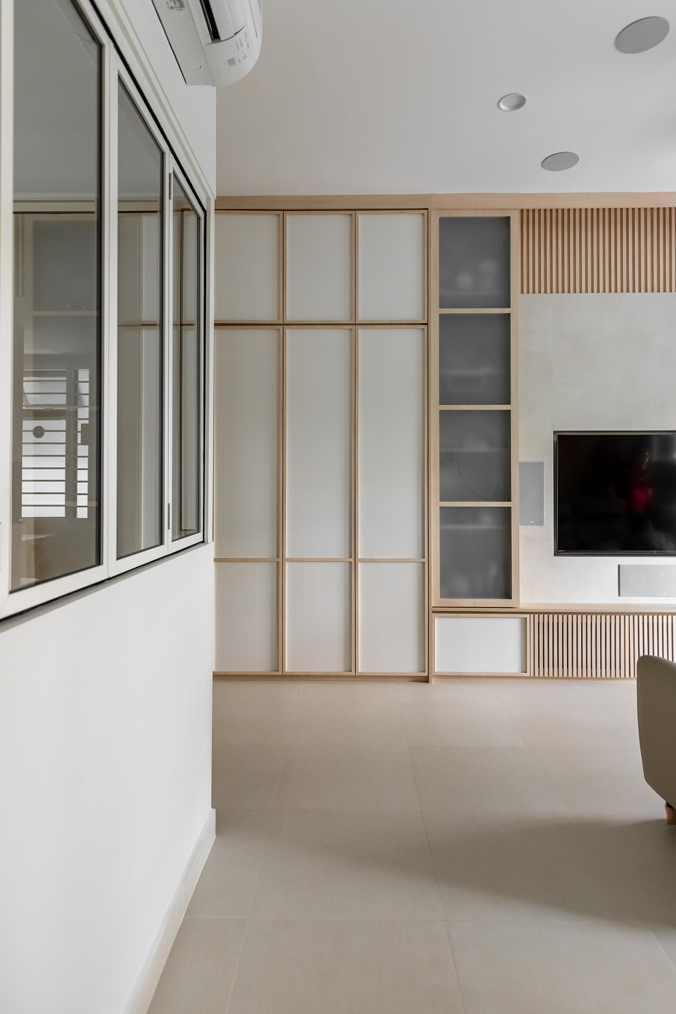 Modern Living Room with TV Console and Feature Wall