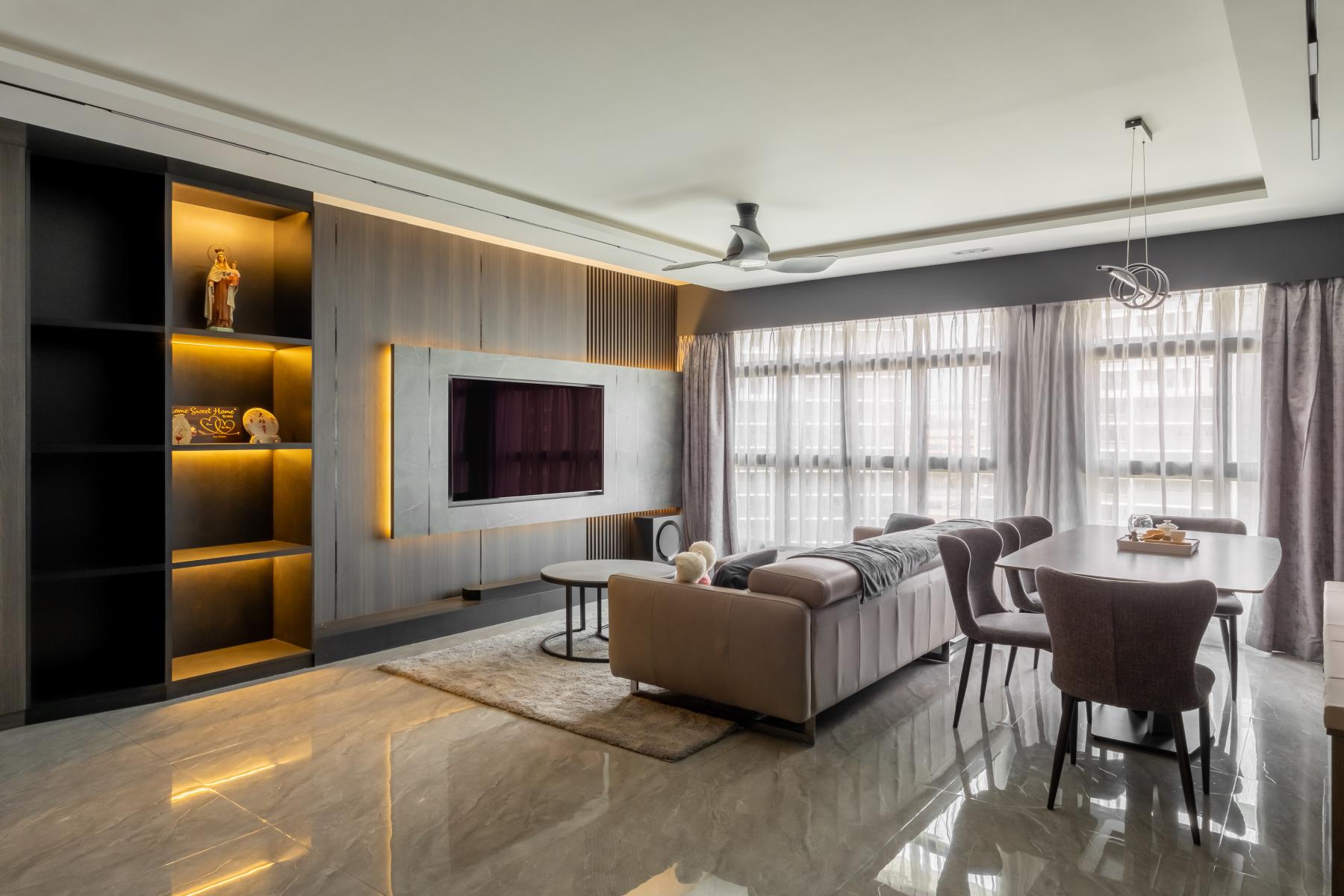 Modern Living Room with TV Console and Sofa
