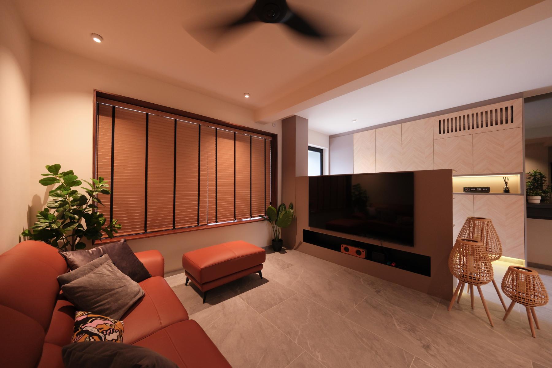Contemporary Living Room with Feature Wall and Sofa