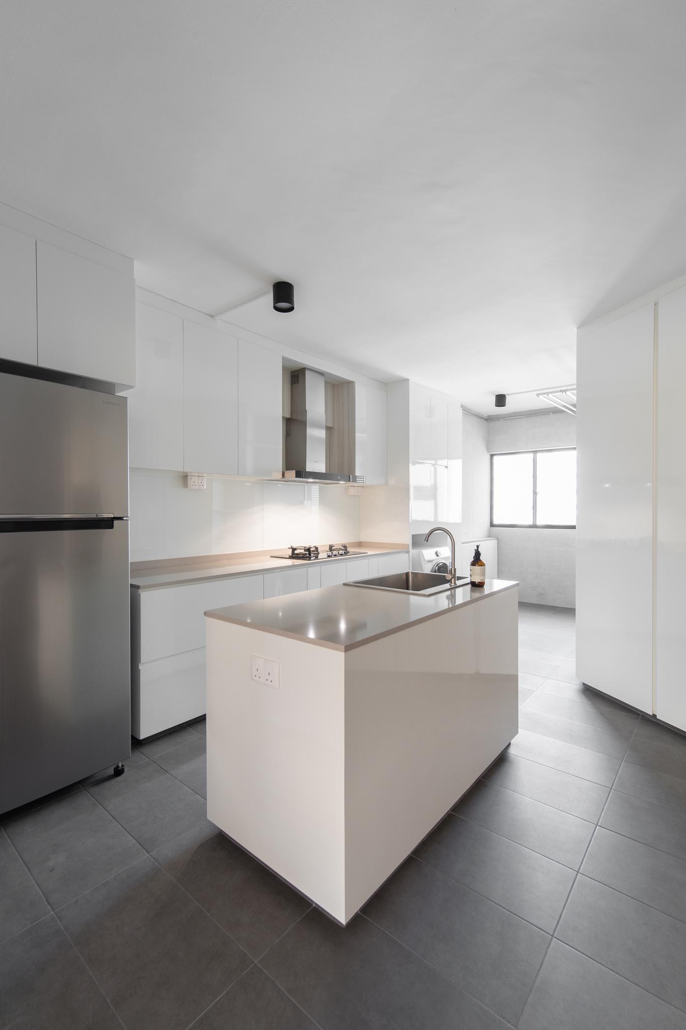 Scandinavian Kitchen with Countertop and Kitchen Island
