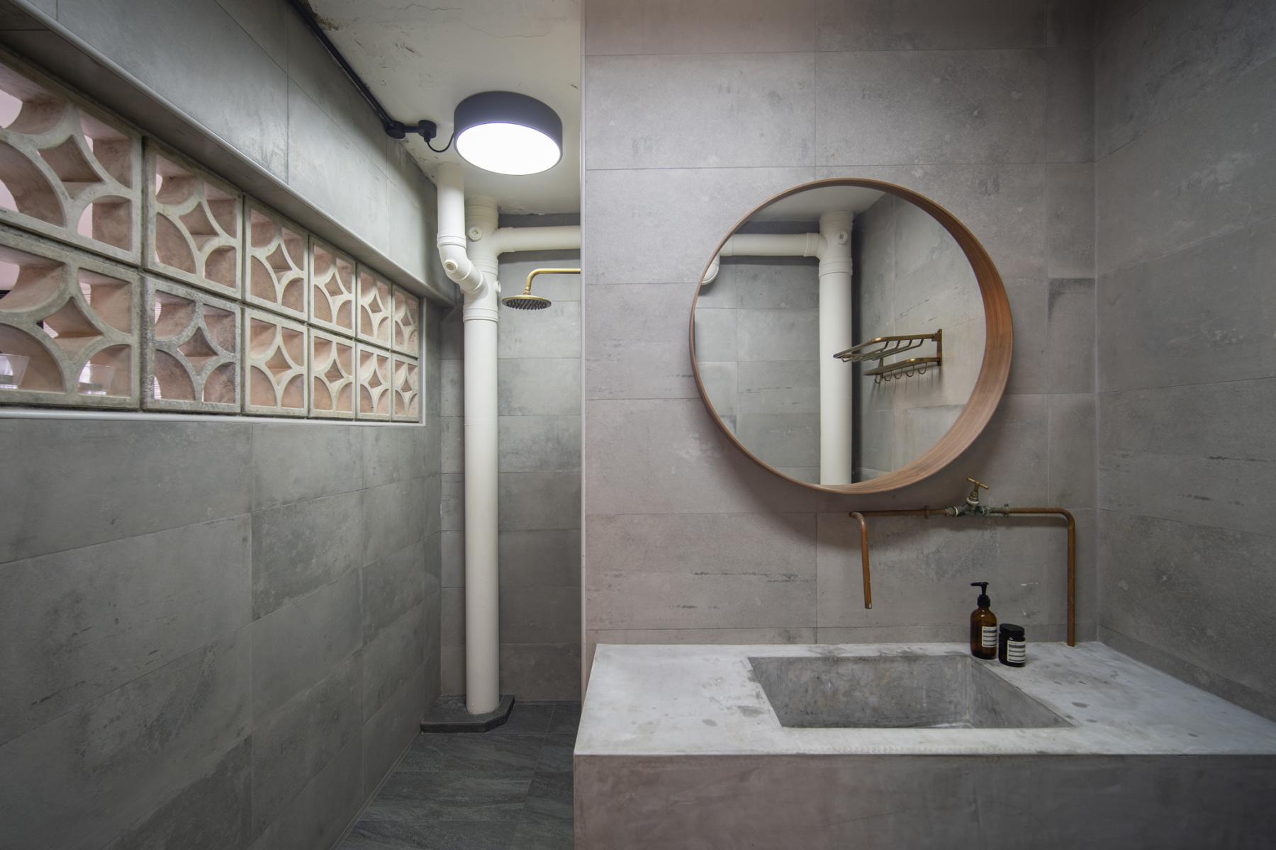 Industrial Bathroom with Mirror and Wall Mirror