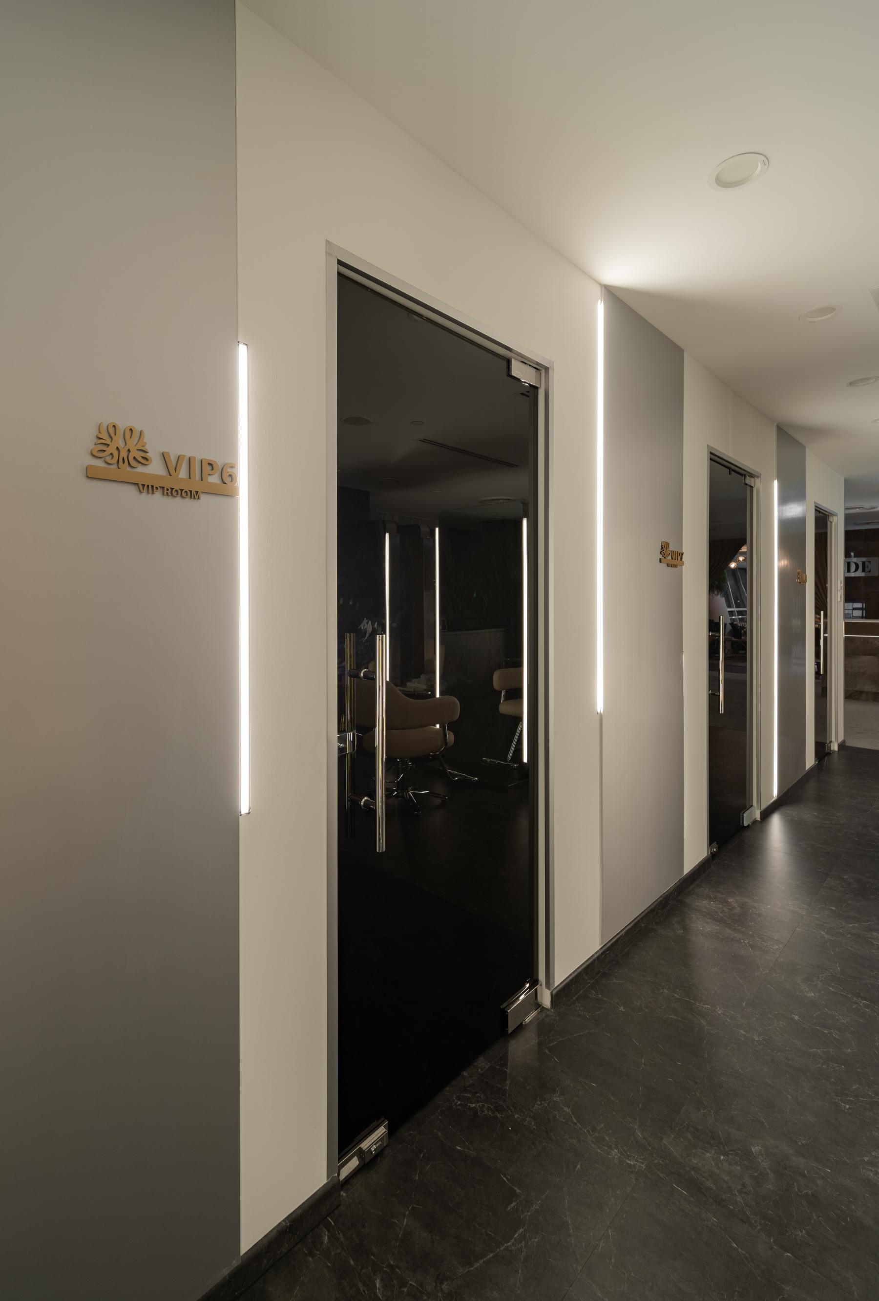 Modern Studio with Glass Door and Lighting