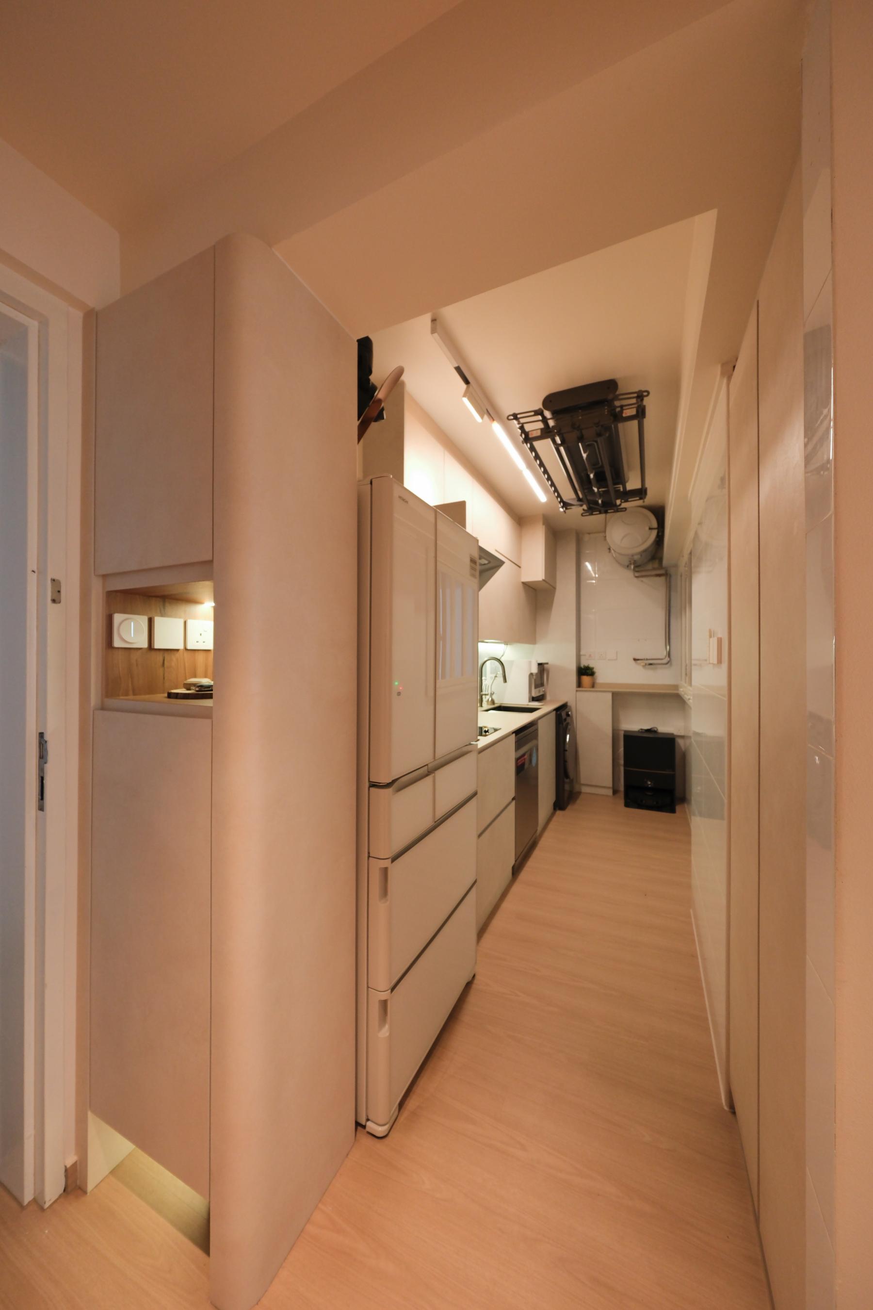 Minimalist Entryway with Small Storage and Stools