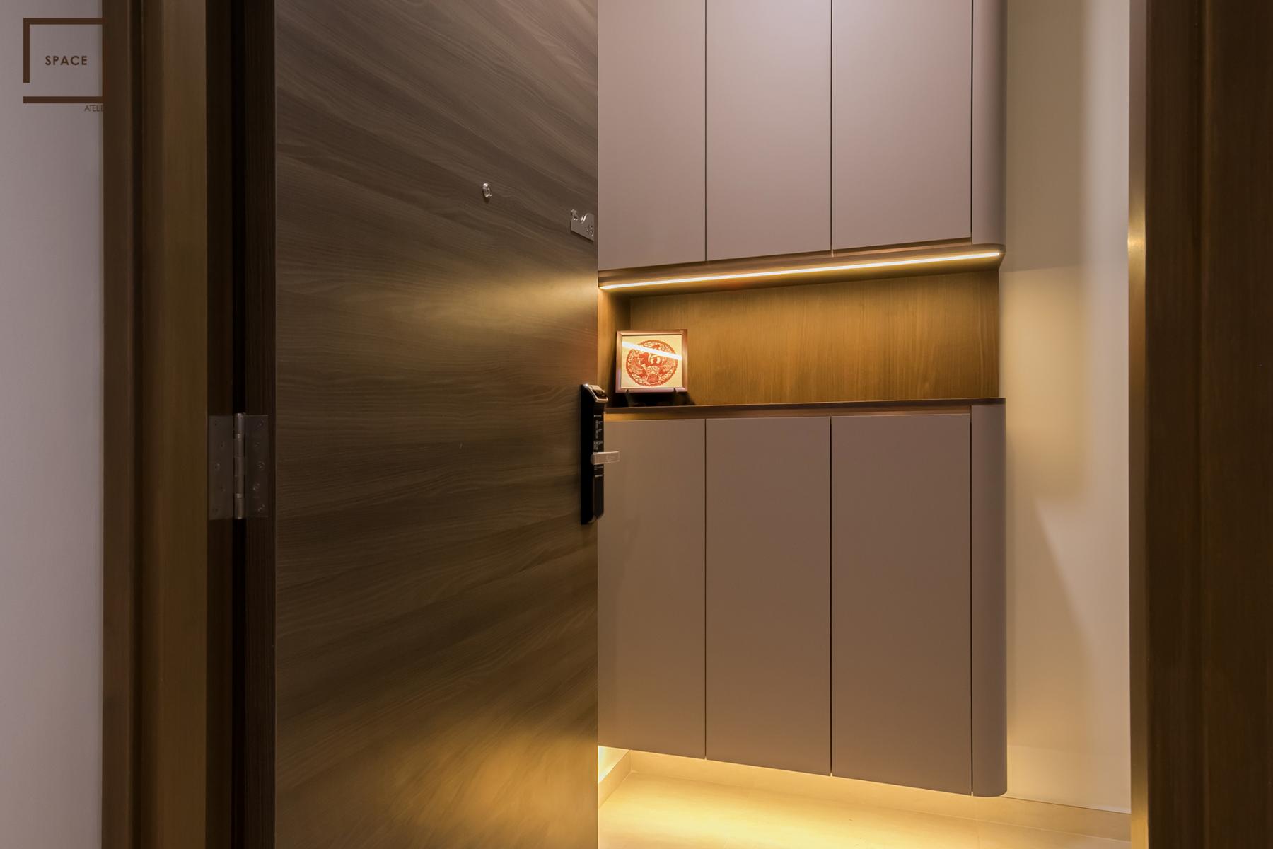 Modern Entryway with Shoe Cabinets and Doors
