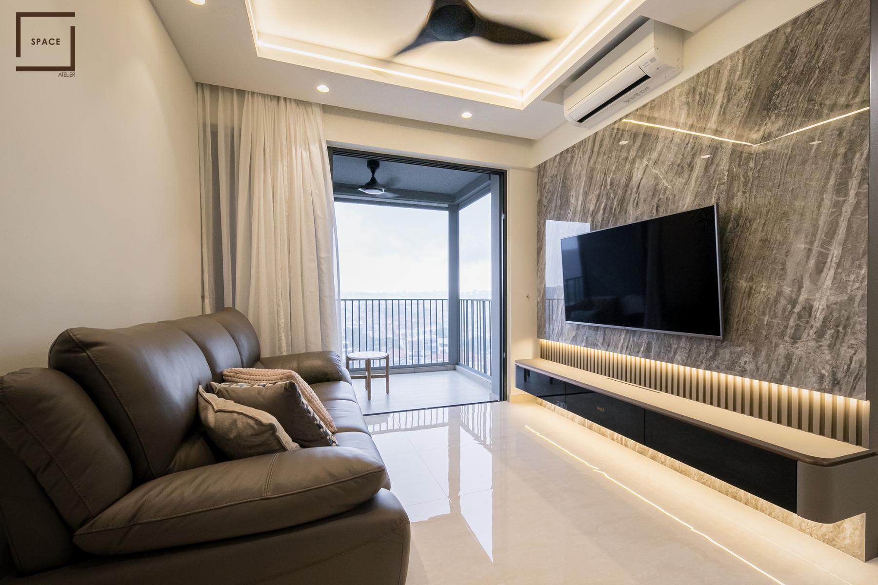 Modern Living Room with TV Console and Feature Wall