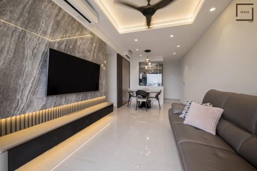 Modern Living Room at 3 Bedroom Condo @ Florence Residences