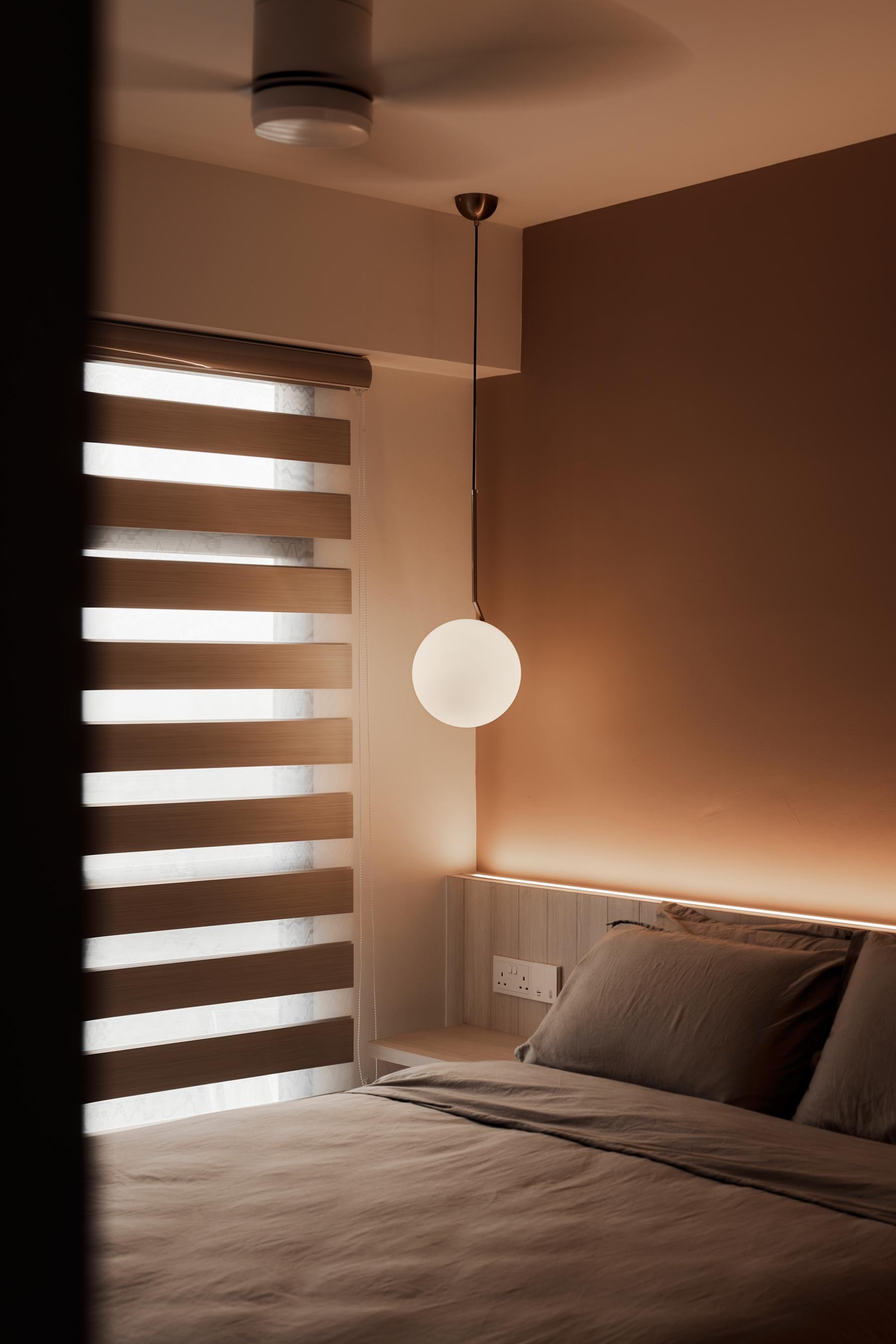 Scandinavian Bedroom with Queen Bed and Bed