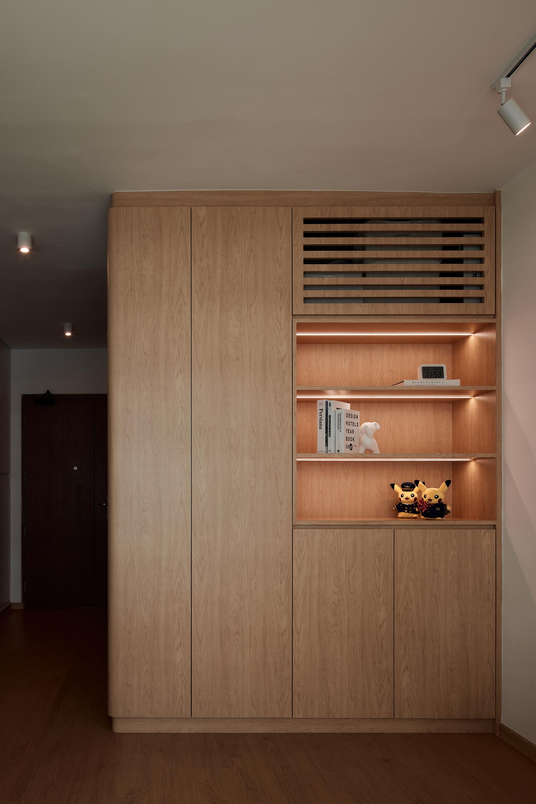 Minimalist Living Room with Storage Cabinets and Display Cabinets