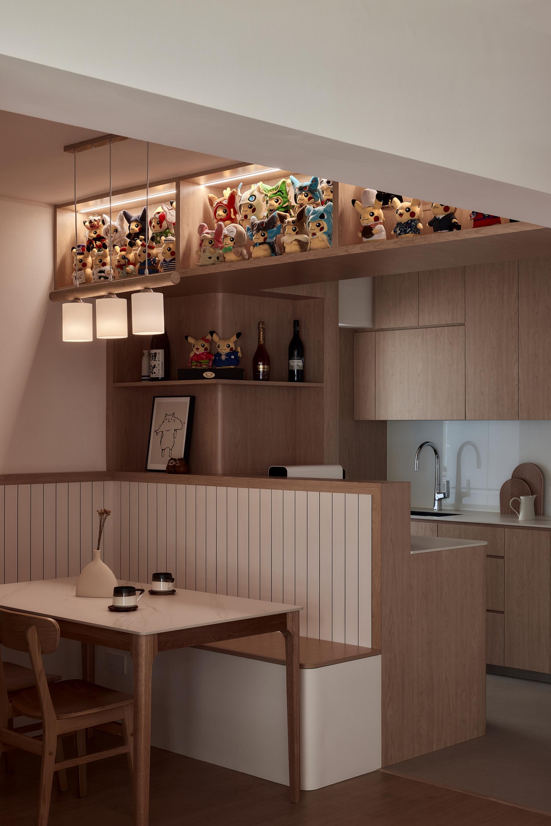 Minimalist Dining Room with Dining Table and Seating Bench