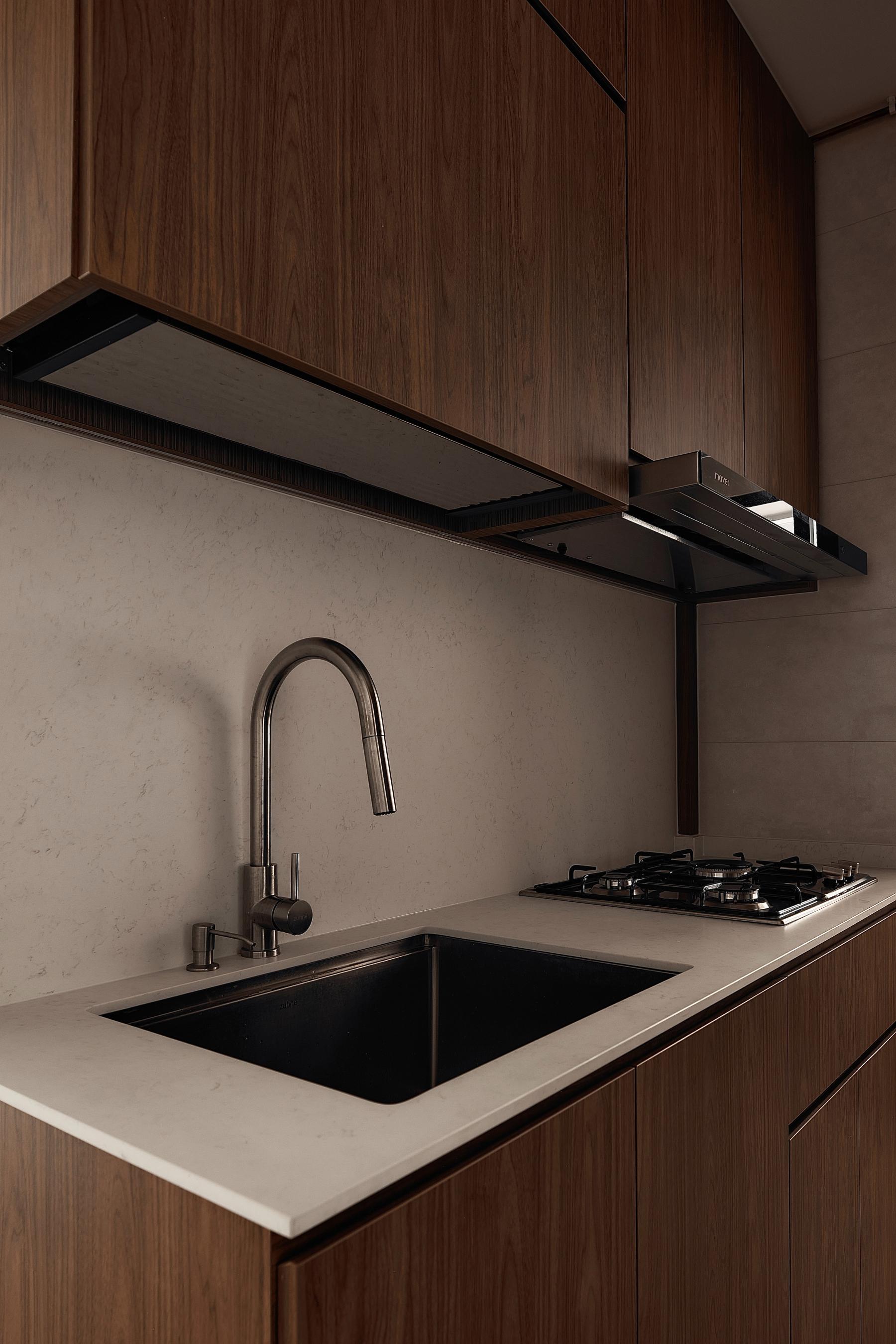 Modern Kitchen with Countertop and Kitchen Accessories