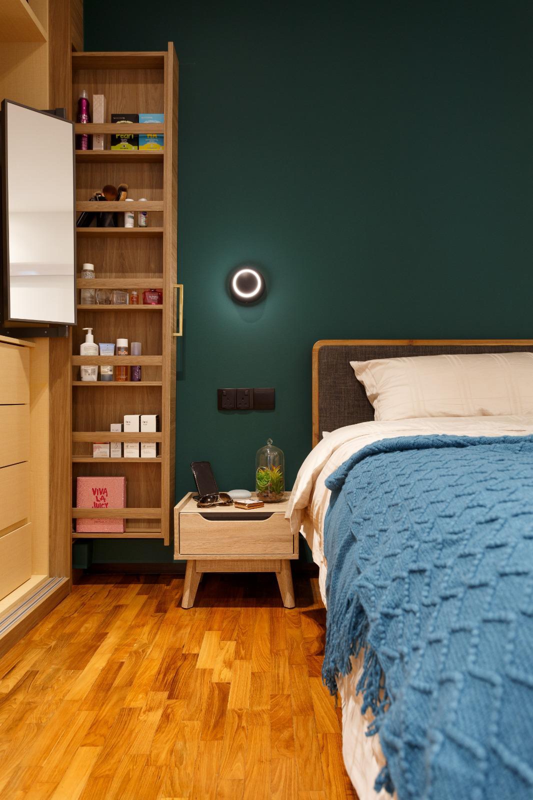Vintage Bedroom with Parquet Floor and Drop Ceiling