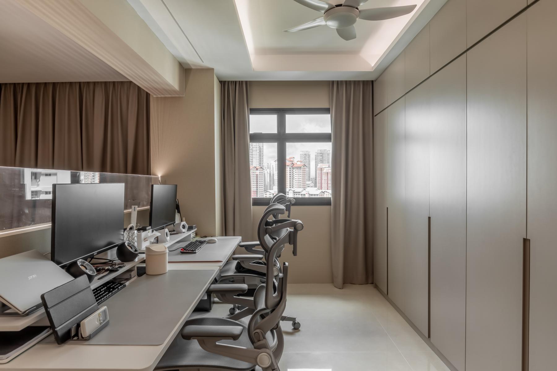 Contemporary Study with Platform Bed and Cove Lighting