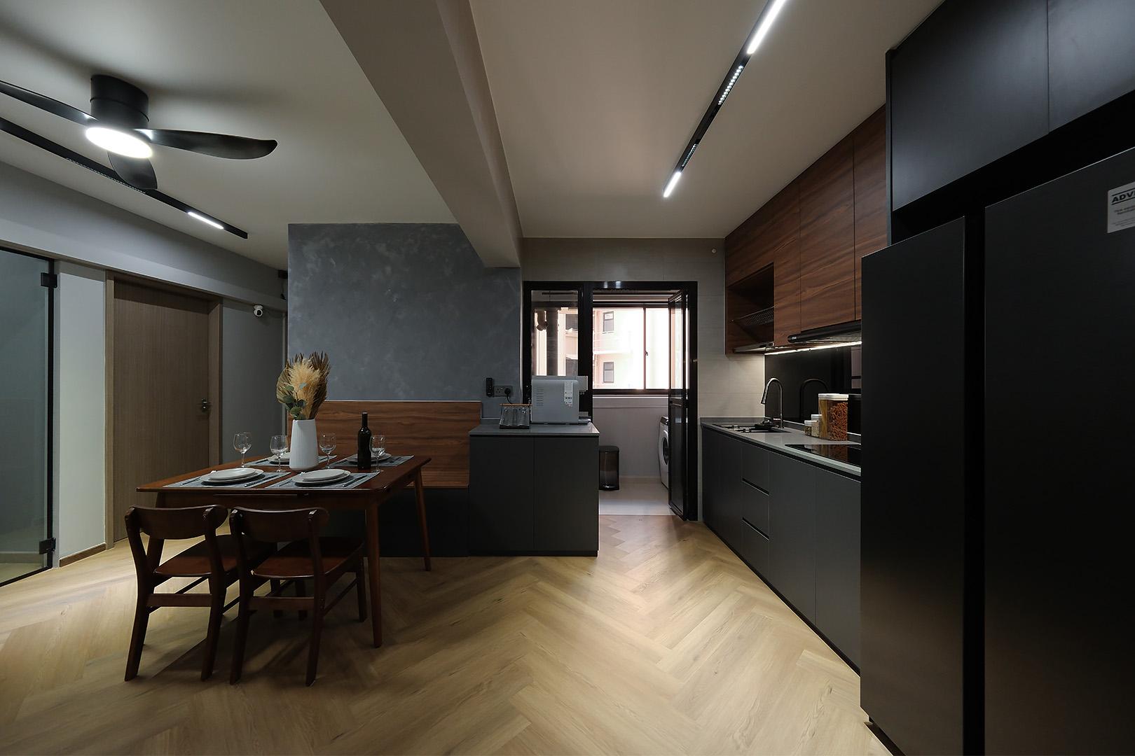 Minimalist Living Room with TV Console and Downlights
