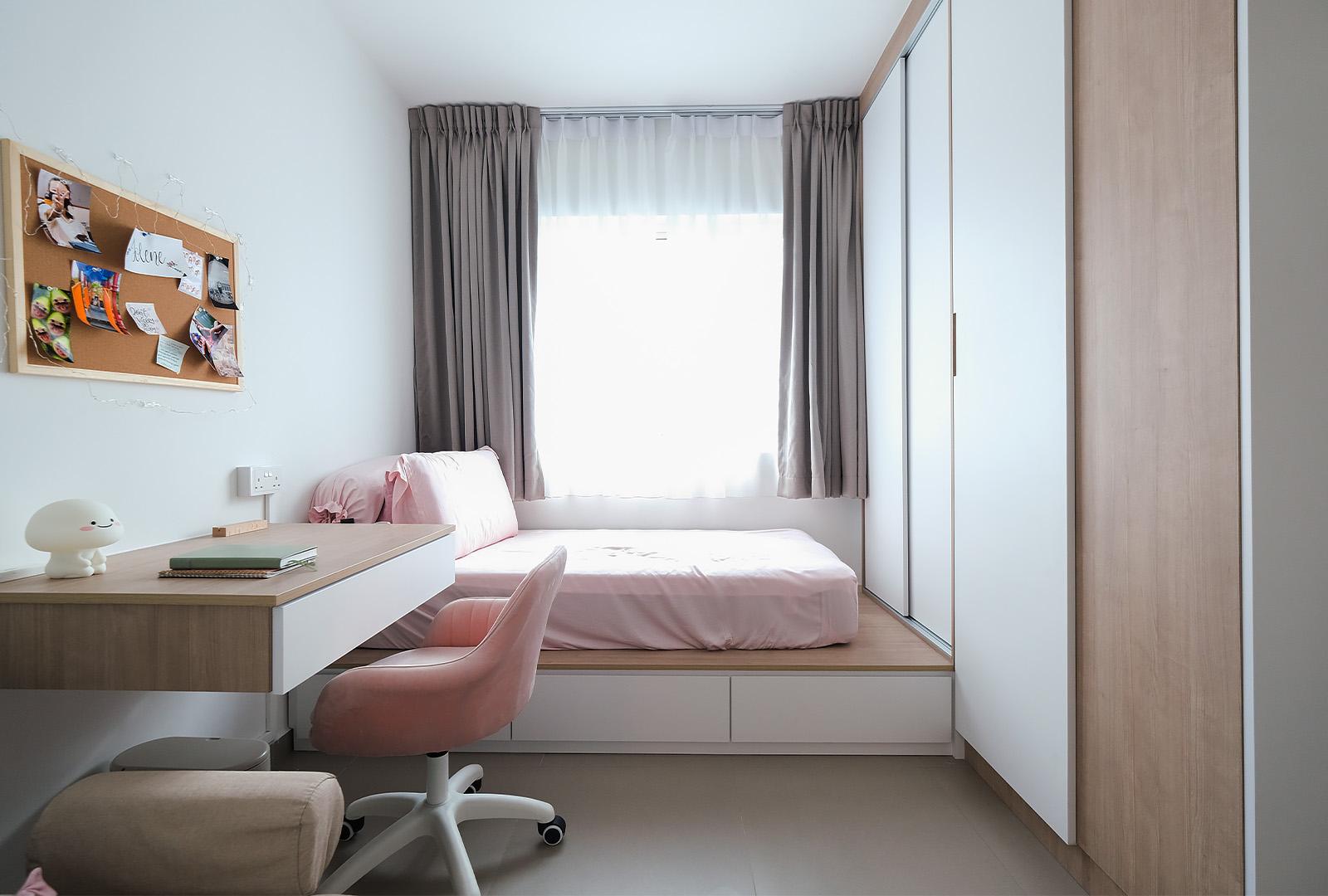 Scandinavian Bedroom with Closet and Bedroom Dresser