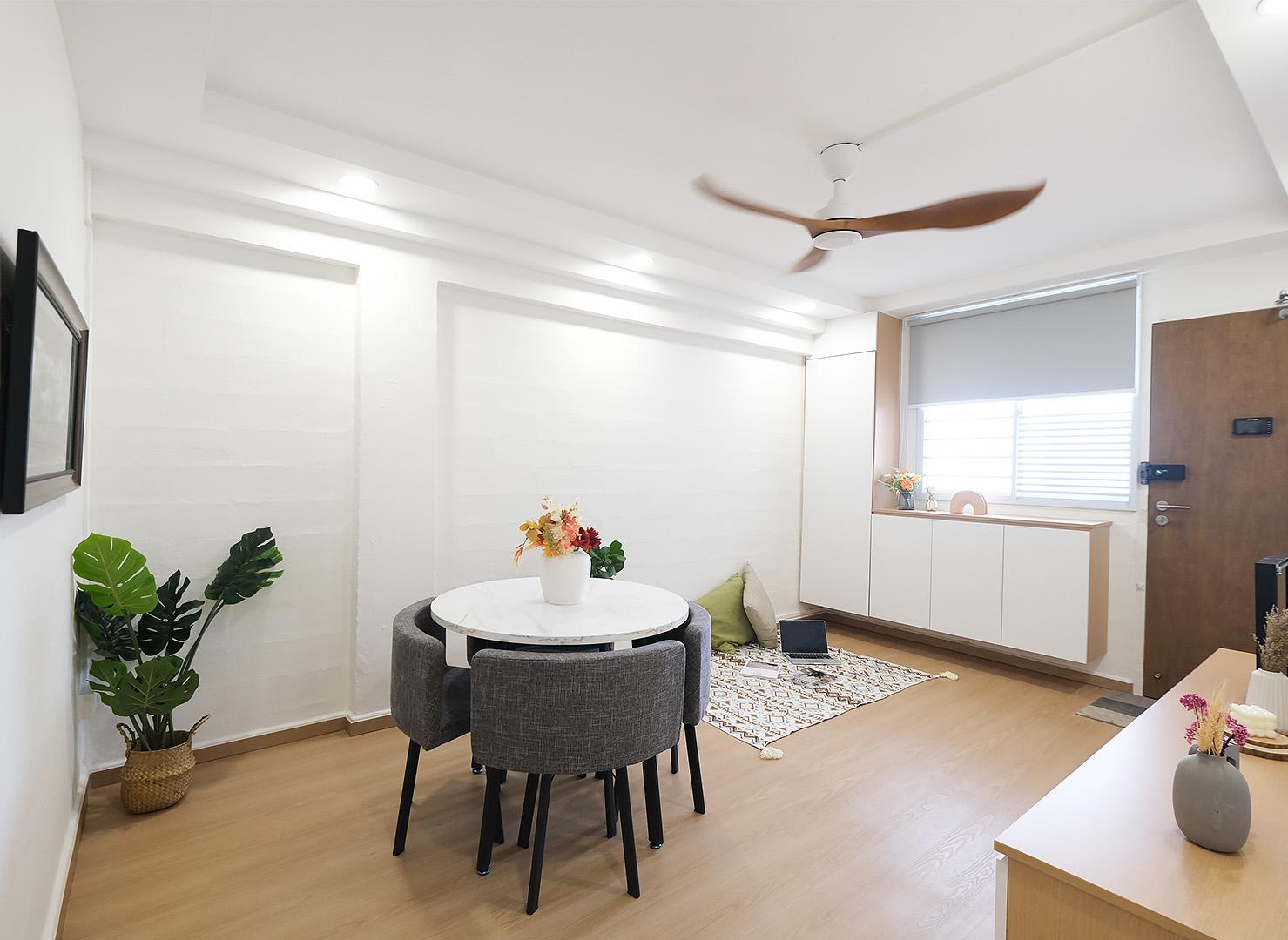 Scandinavian Living Room with Downlights and Side Table