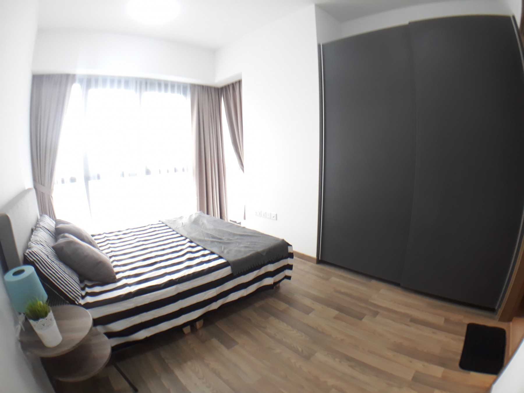 Minimalist Bedroom with Vinyl Flooring and Wardrobe