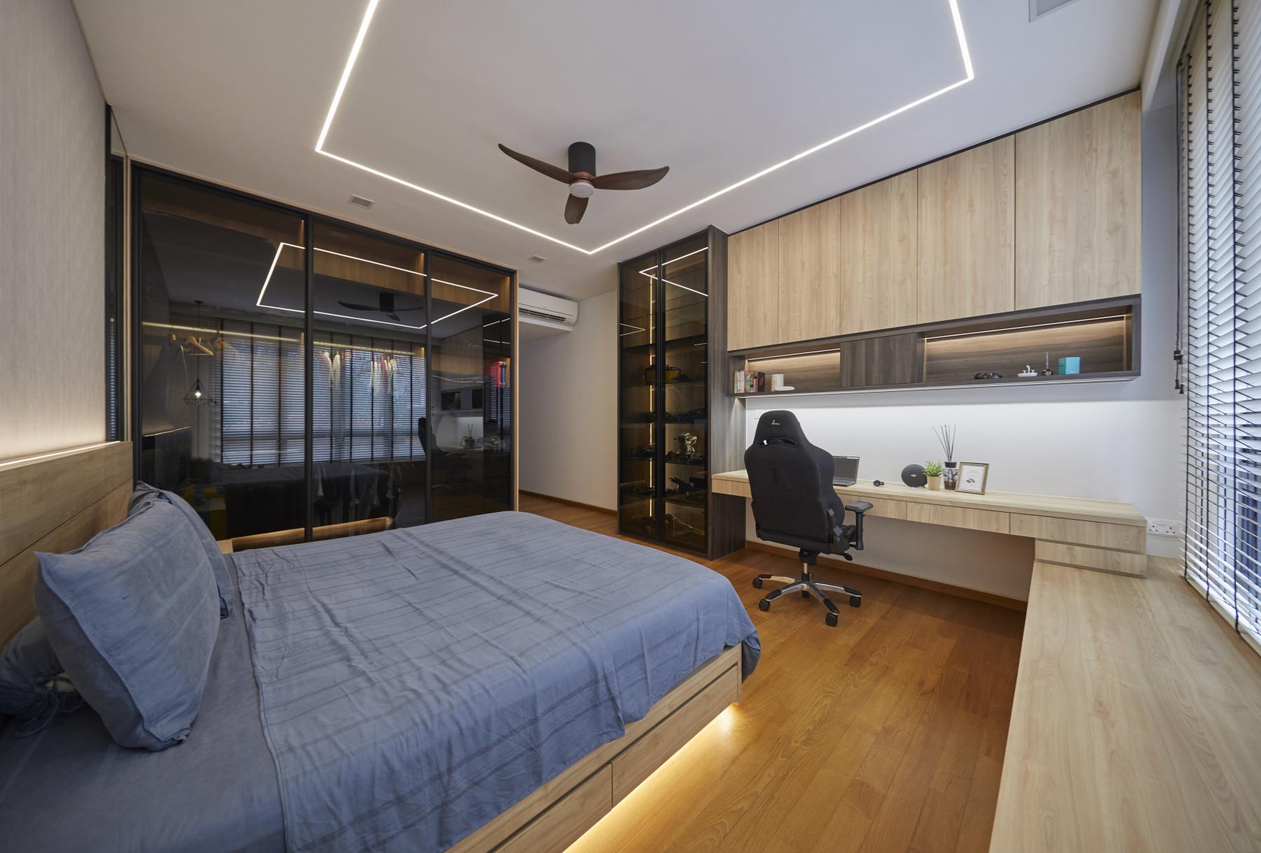 Scandinavian Bedroom with Cove Lighting and Wardrobe