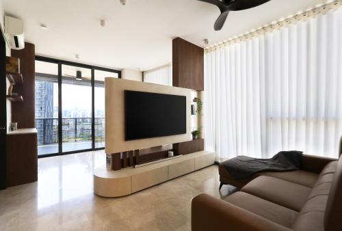 Contemporary Living Room at 4 Bedroom Condo @ Parc Clementi