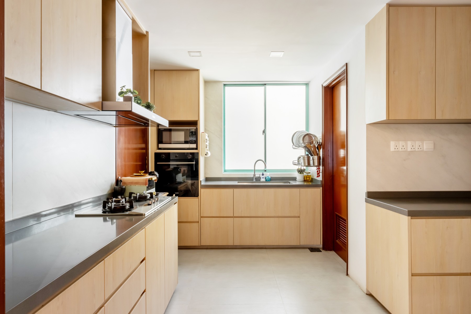 Vintage Kitchen with Countertop and Homogeneous Tiles