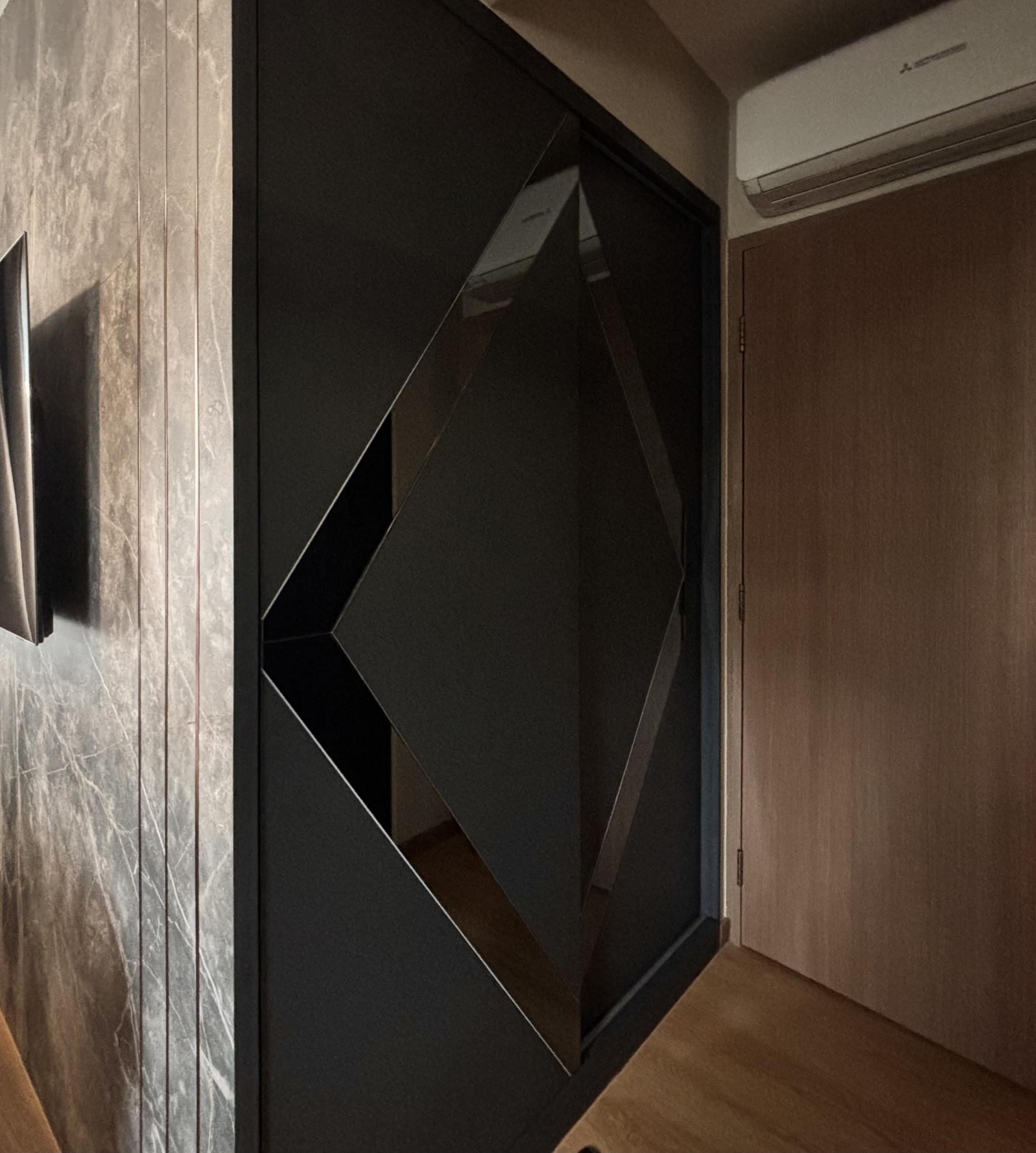 Modern Bedroom with Feature Wall and Mirror