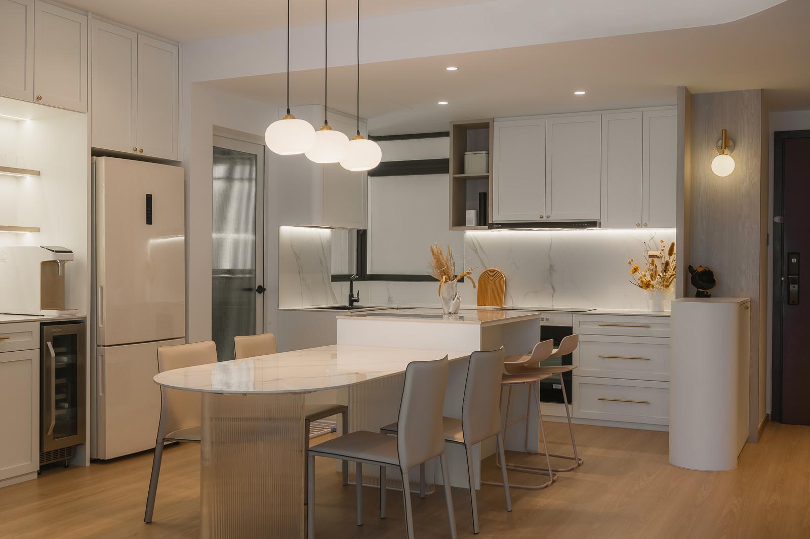 Minimalist Kitchen with Countertop and Vinyl Flooring
