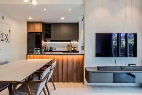 Transitional Living Room at A & K Apt