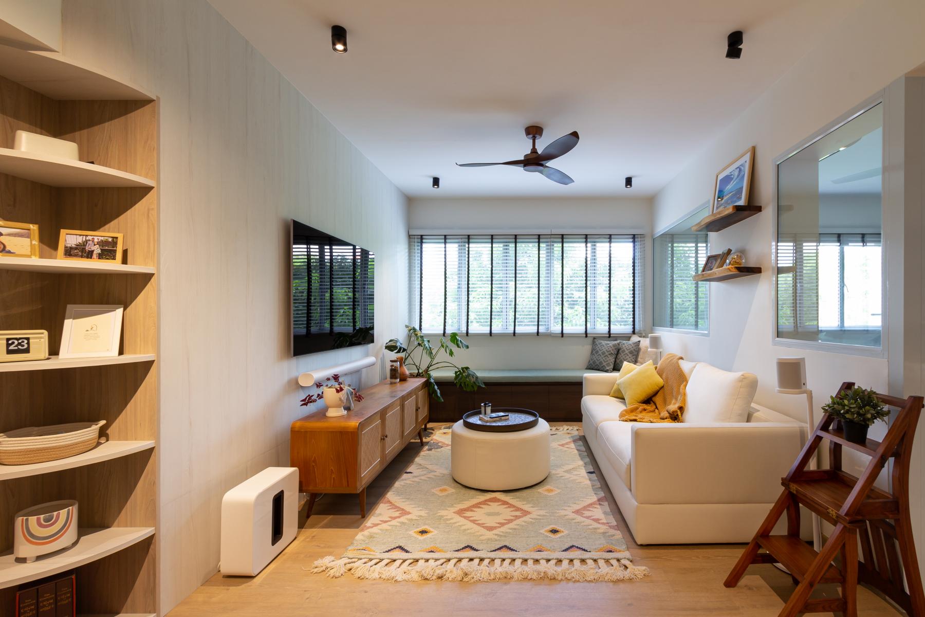 Modern Living Room with Wood Flooring and TV Console