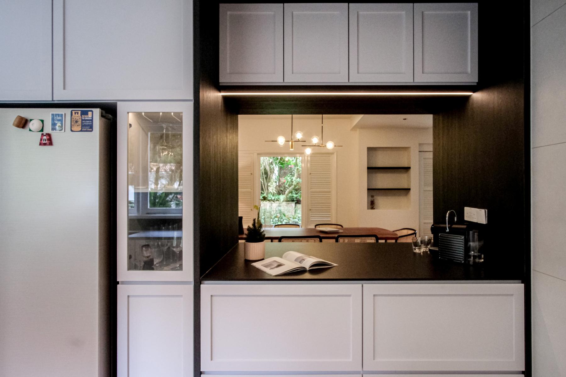Vintage Kitchen with Countertop and Glass Door