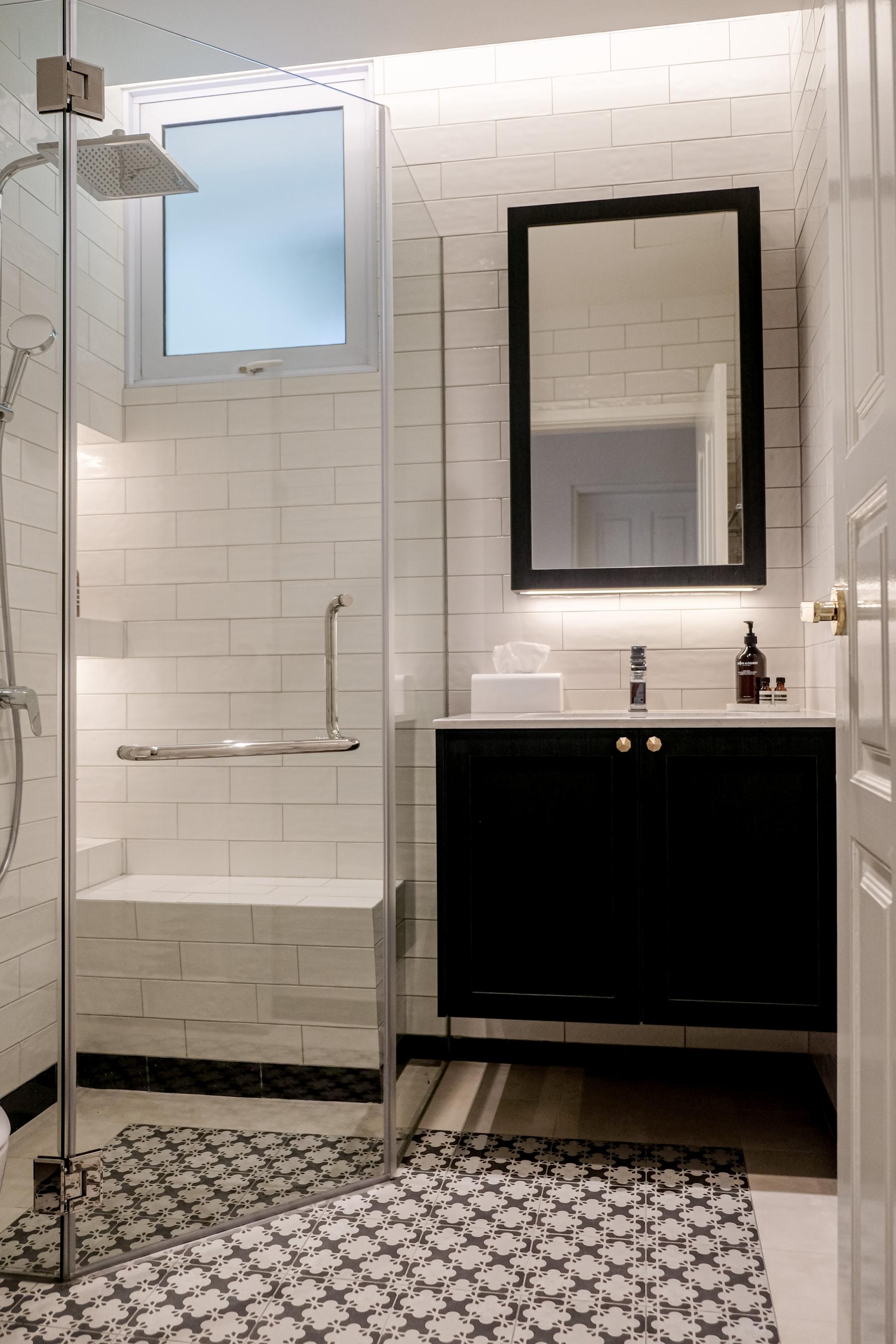 Vintage Bathroom with Mirror and Shower Screen