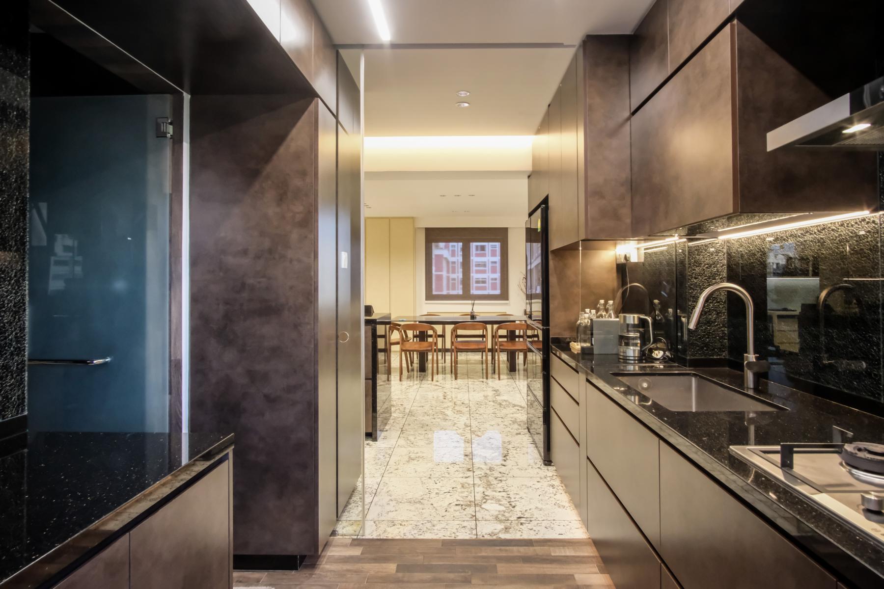 Eclectic Kitchen with Countertop and Kitchen Backsplash