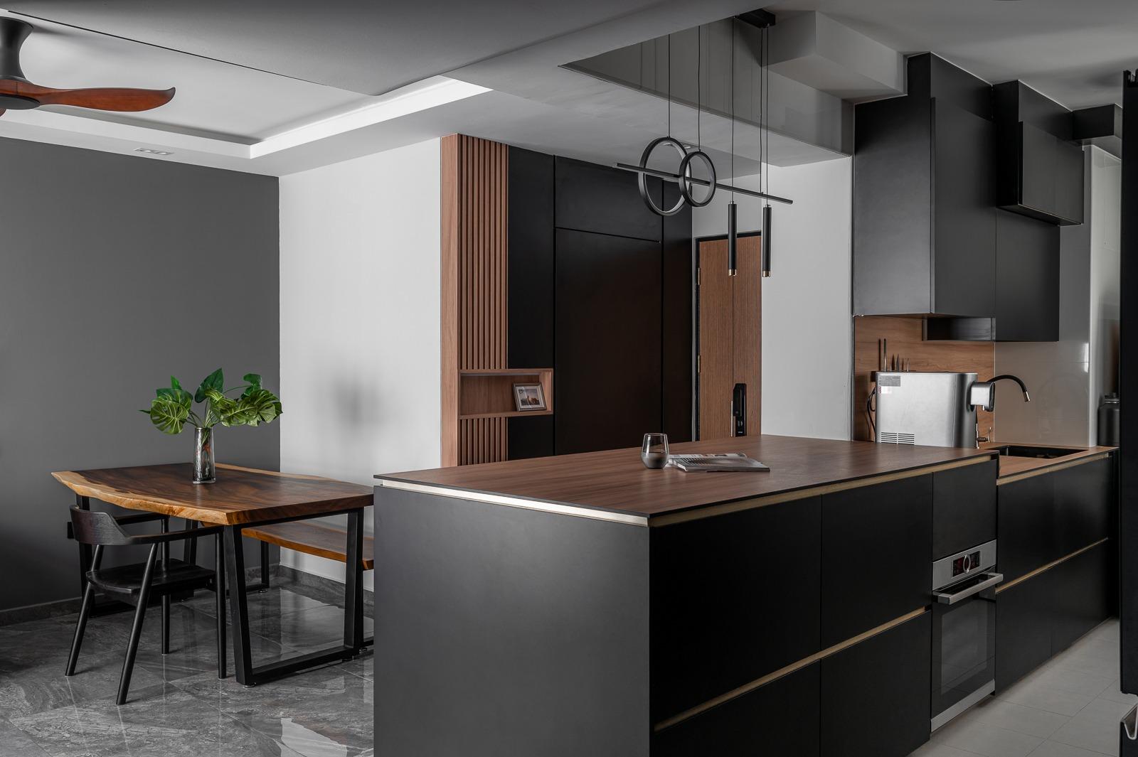 Contemporary Kitchen with Countertop and Kitchen Island
