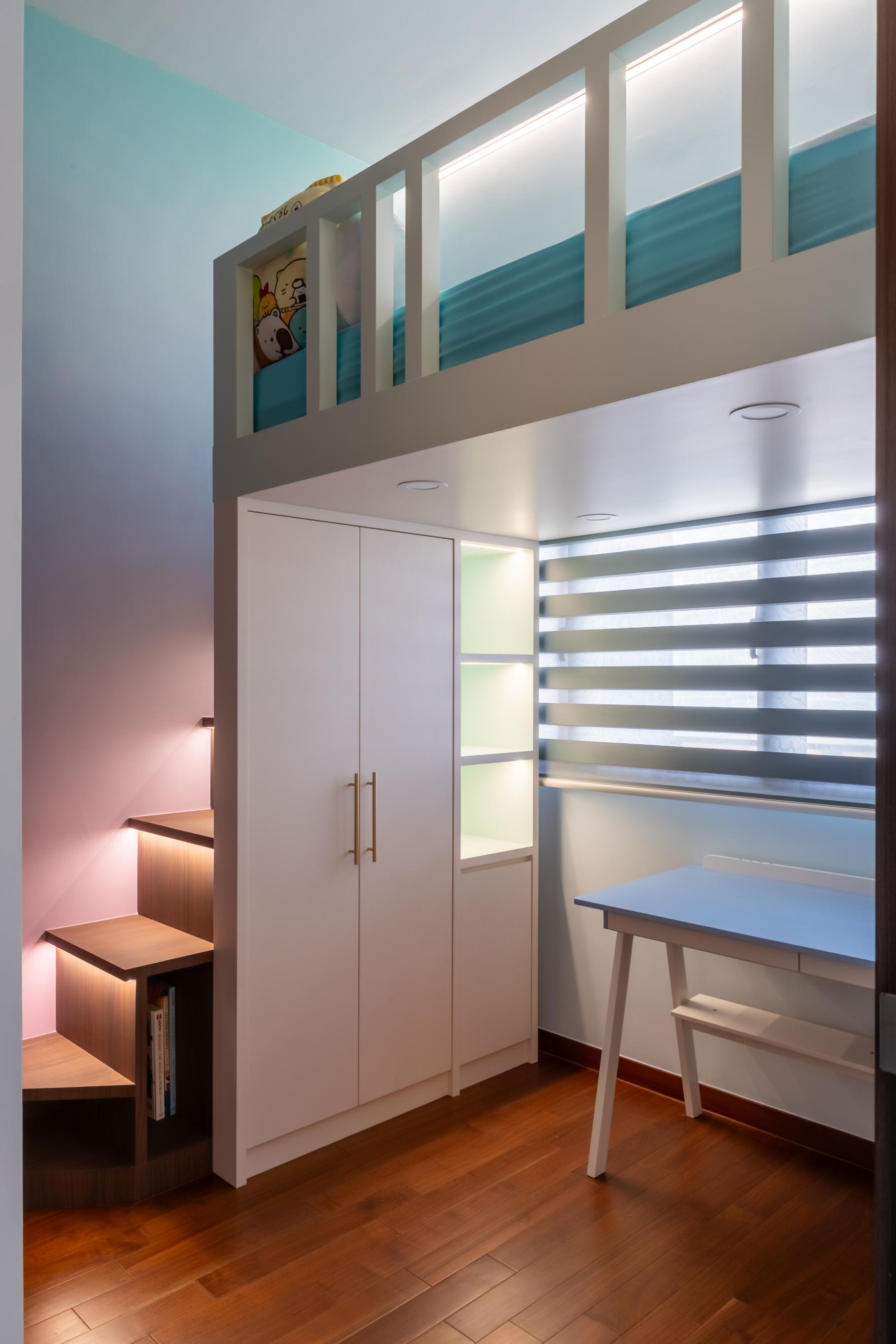 Asian Bedroom with Wardrobe and Downlights