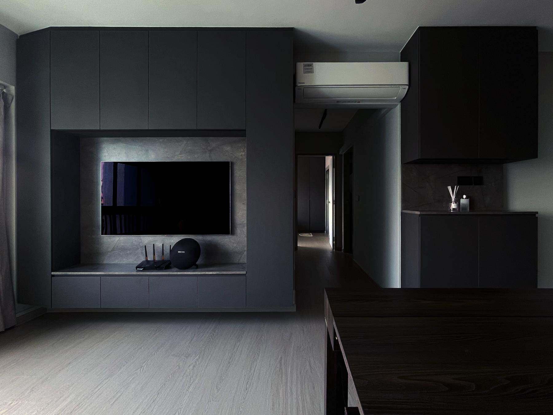 Modern Living Room with Wood Flooring and TV Console