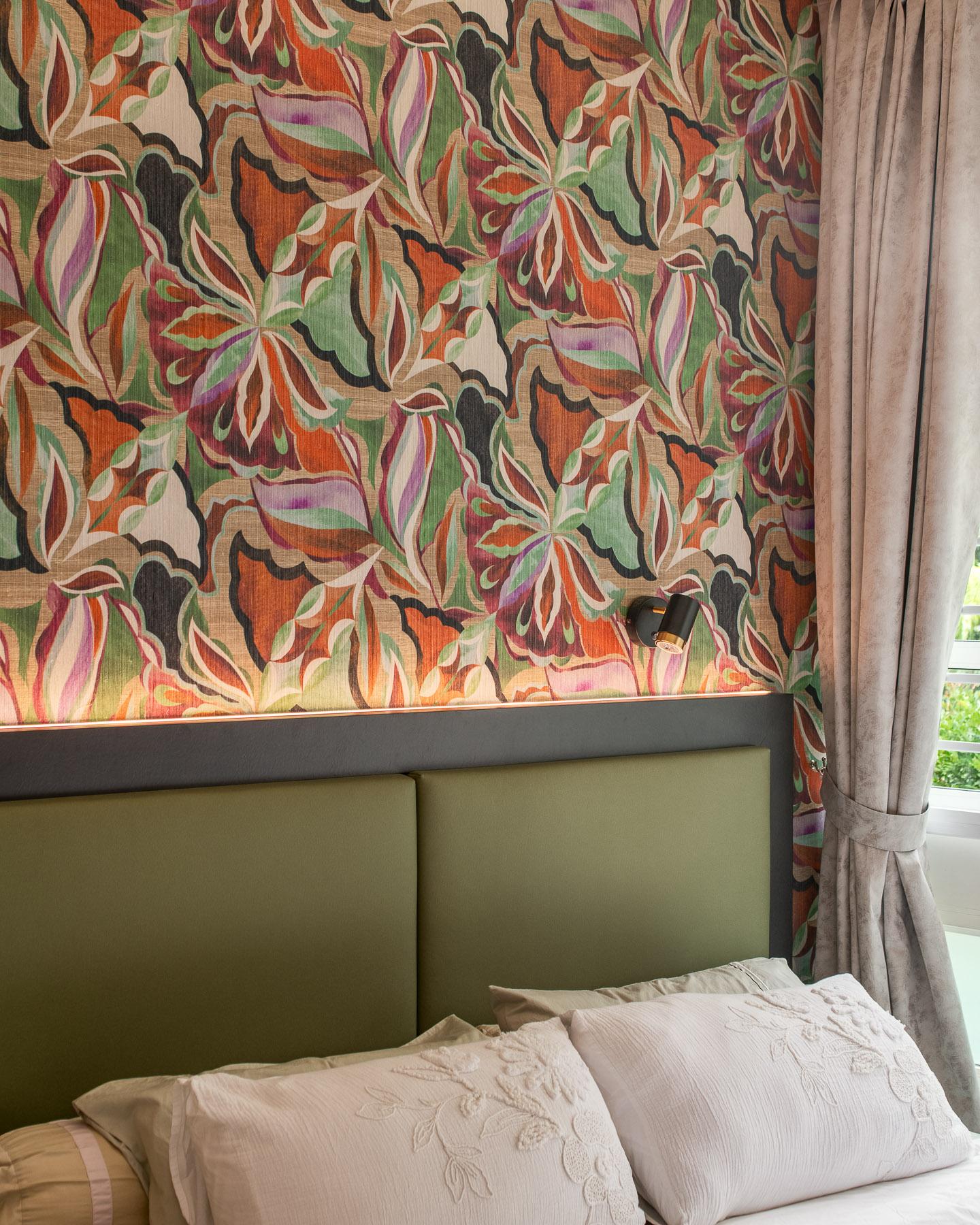 Eclectic Bedroom with Platform Bed and Cove Lighting