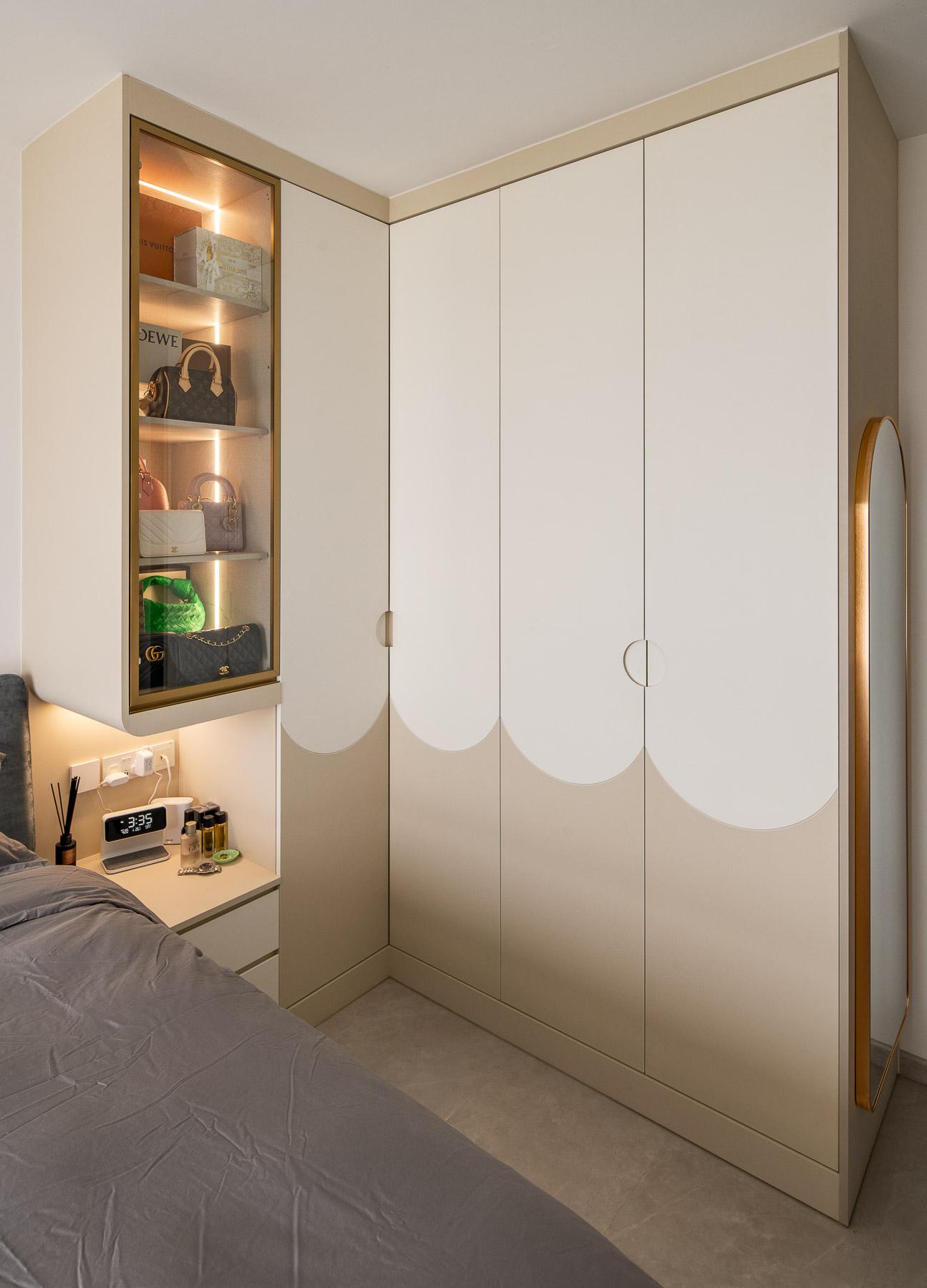 Scandinavian Bedroom with Vinyl Flooring and Wardrobe