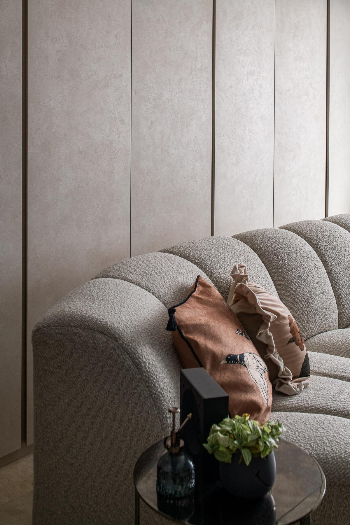 Eclectic Living Room with Feature Wall and Sofa