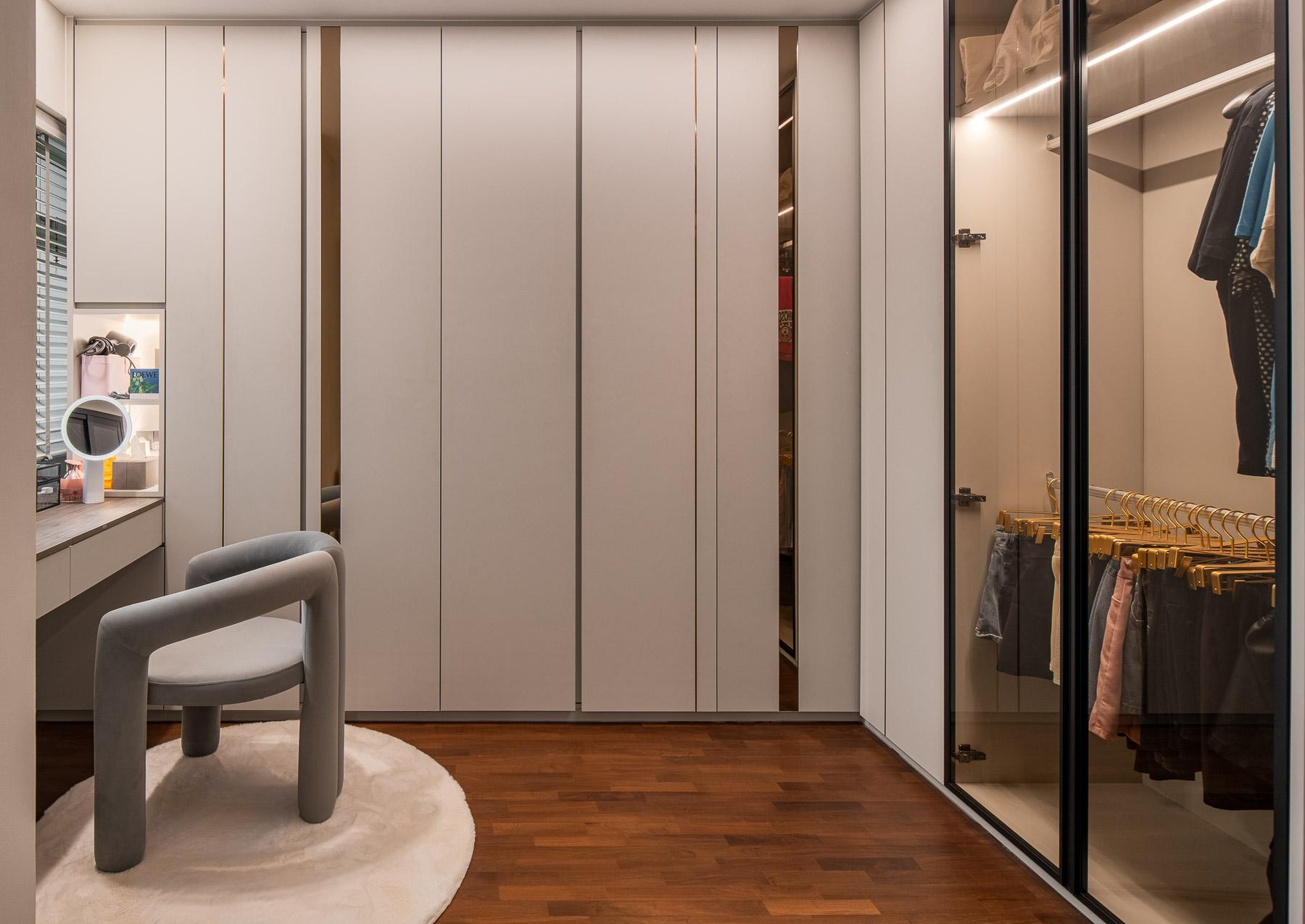 Contemporary Bedroom with Parquet Floor and Wardrobe
